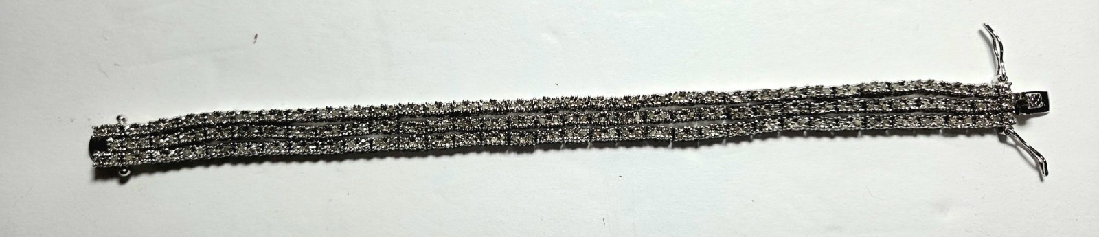 Signed FED 925 Sterling Silver 3-Row Tennis Bracelet CZ Triple Strand 7.5″