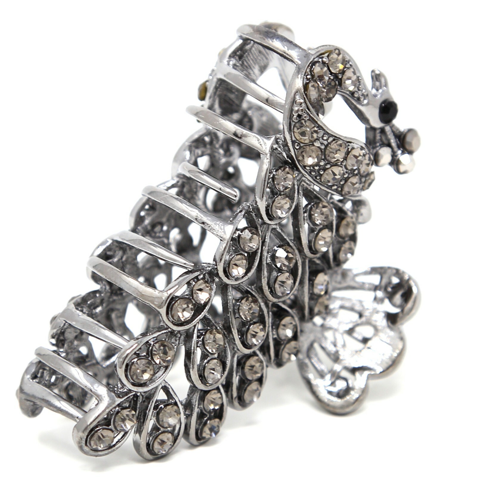New Black Color Crystal High Quality Metal peacock hair claws clips 8090