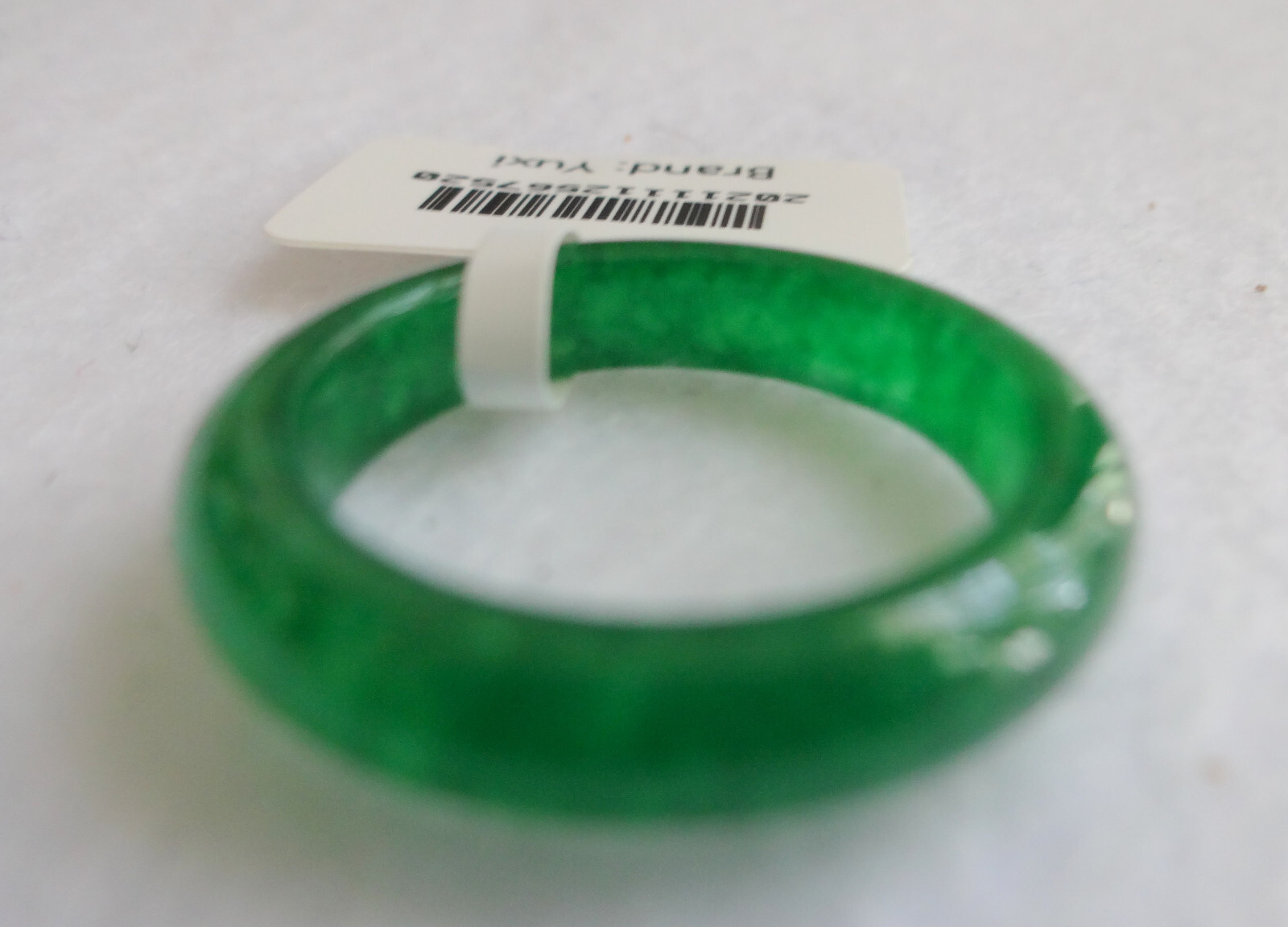 Chinese Natural Grade A Translusent Apple Green Jade Nephrite Ring Size 7.5