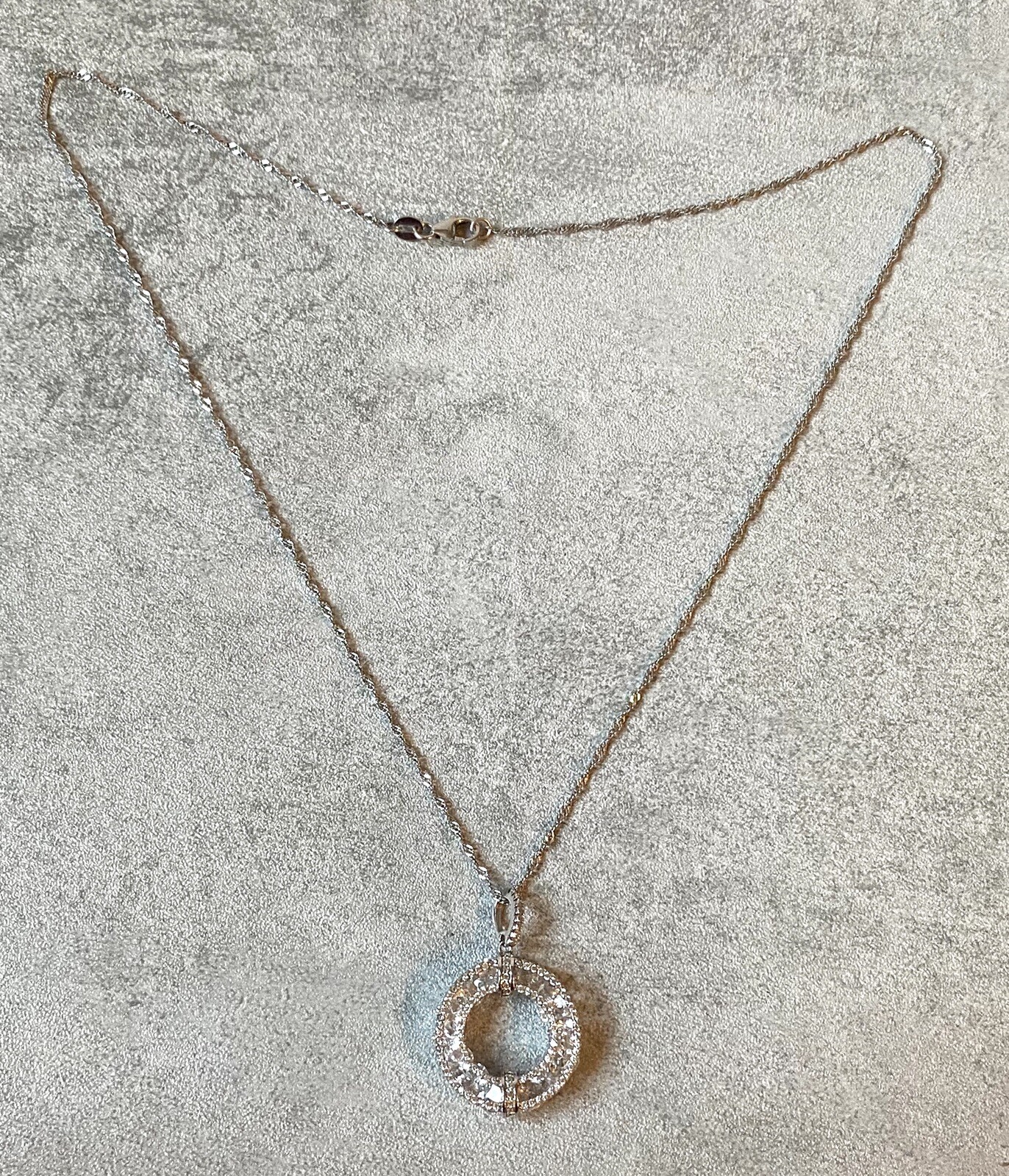 Fuzion Creations Necklace Circle Sterling Silver 925 Rhinestone CN FZN Bling