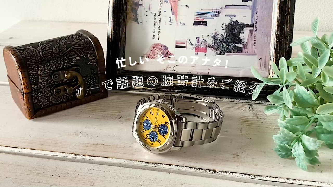 New SEIKO SND409 Chronograph Yellow × Navy Stainless Steel Quartz Watch Men’s J