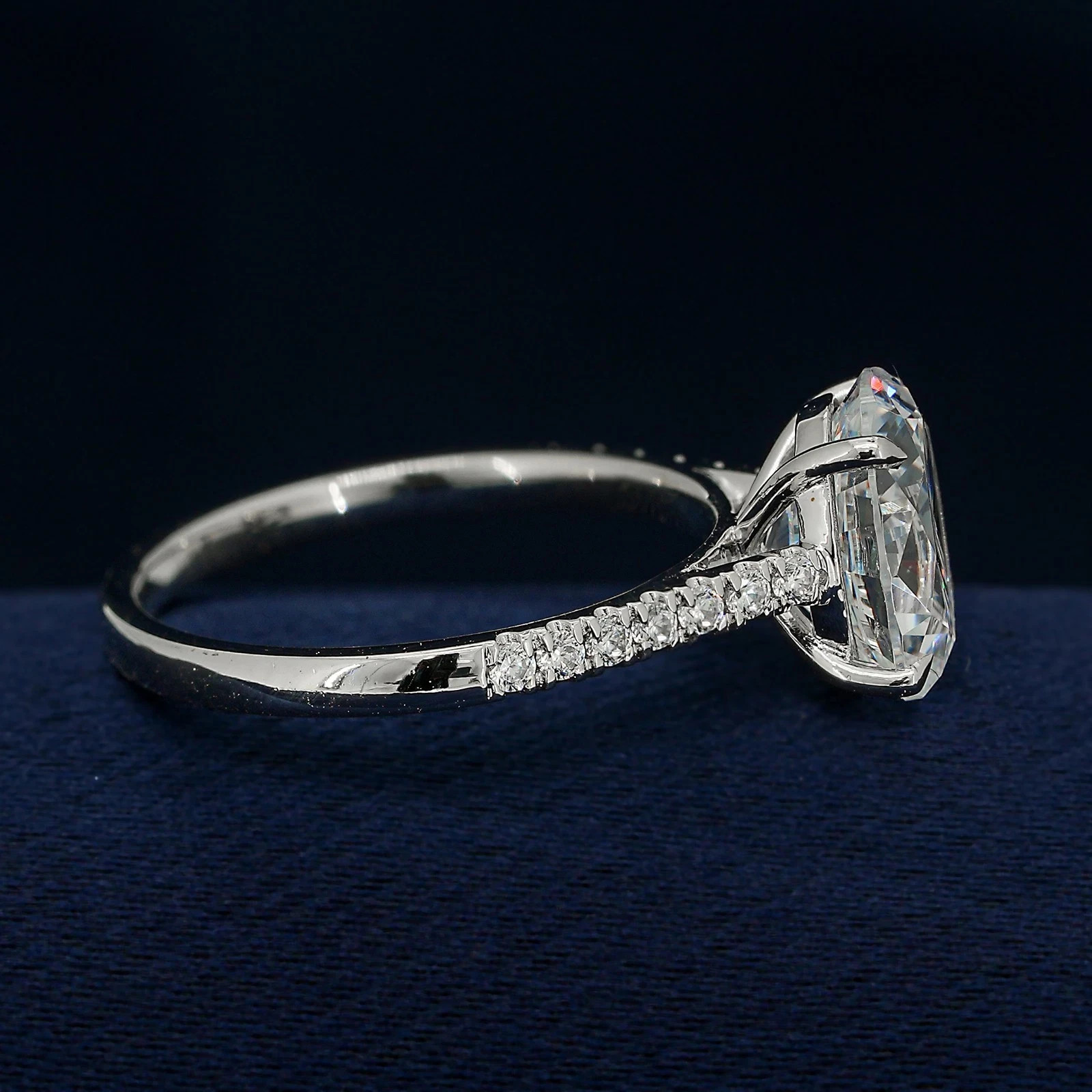 3.25 Ct IGI Oval F-VS1 Lab Grown Diamond Engagement Promise Ring 14K White Gold