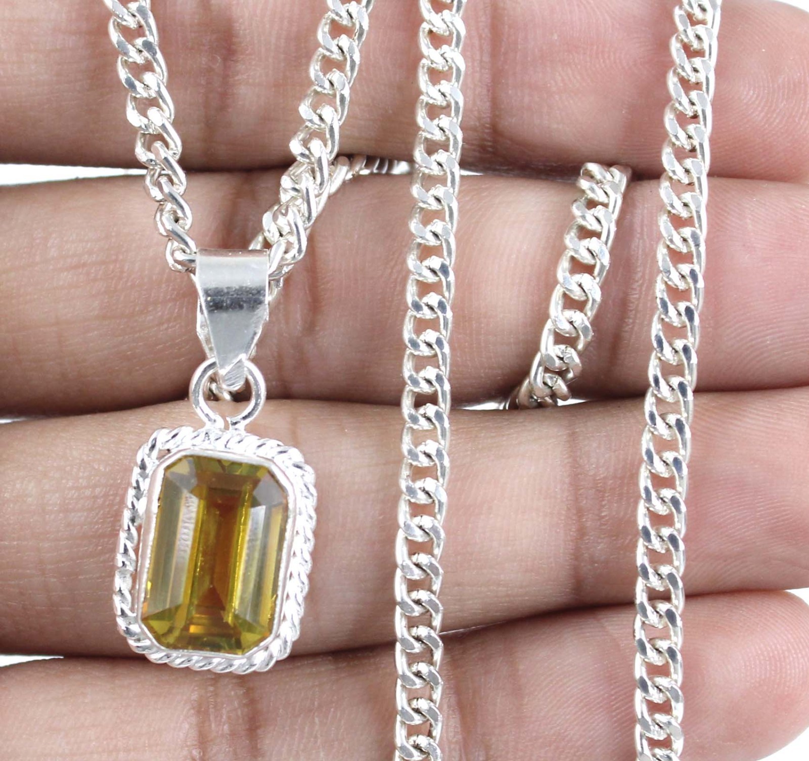11.70 Ct Natural Yellow Sapphire Emerald Cut Gemstone Men’s Pendant New Stock