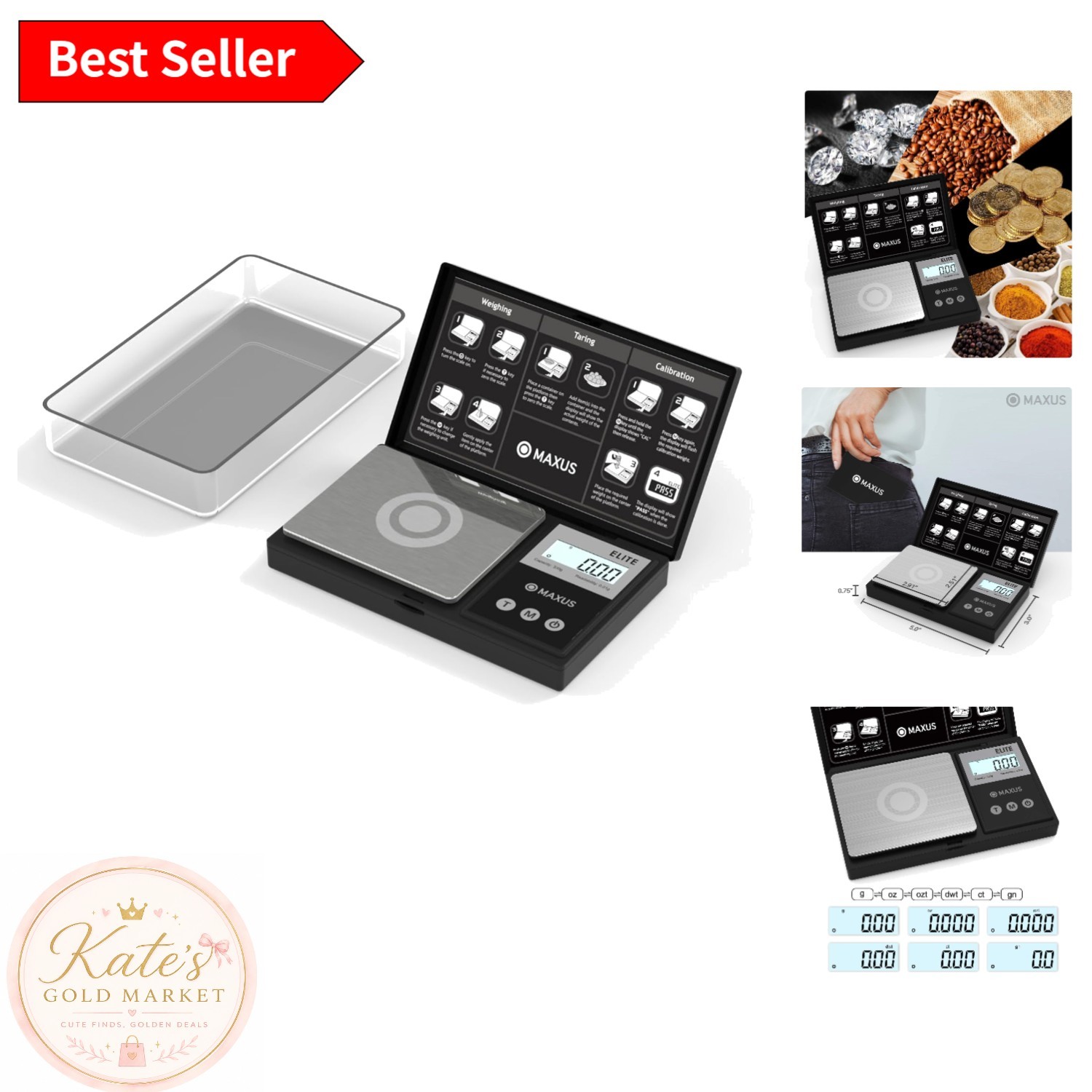 Compact 500g Digital Pocket Gram Scale with Tare Function & Backlit LCD Display