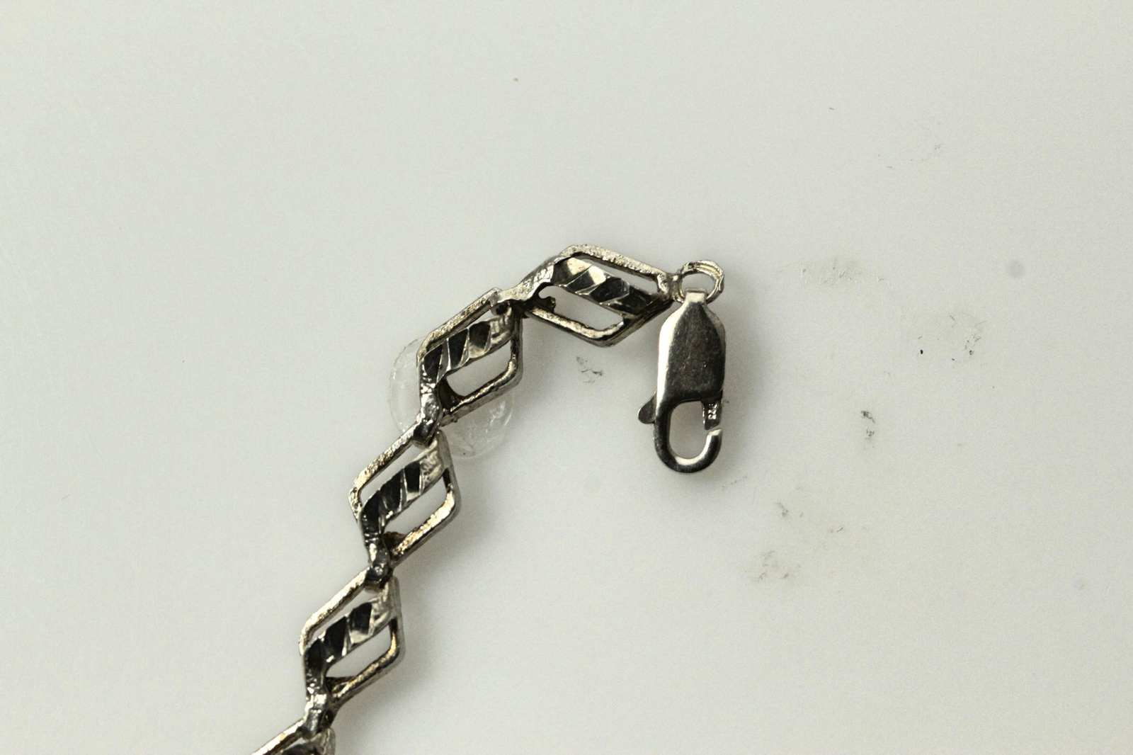 925 Sterling Silver 7.5″ Diamond Cut Kite Shaped Link Bracelet (BR3796)
