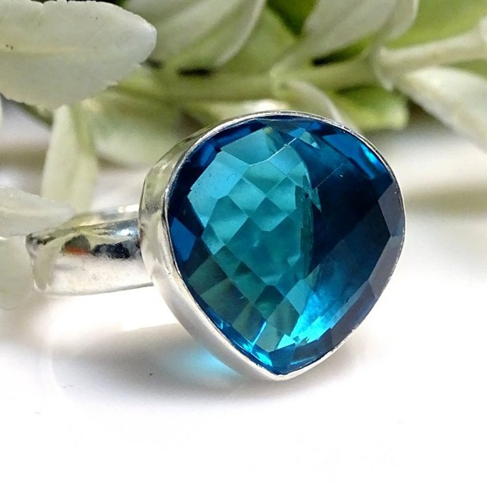 Indicolite Tourmaline 925 Sterling Silver Gemstone Jewelry Ring 9.75″ PG 2939