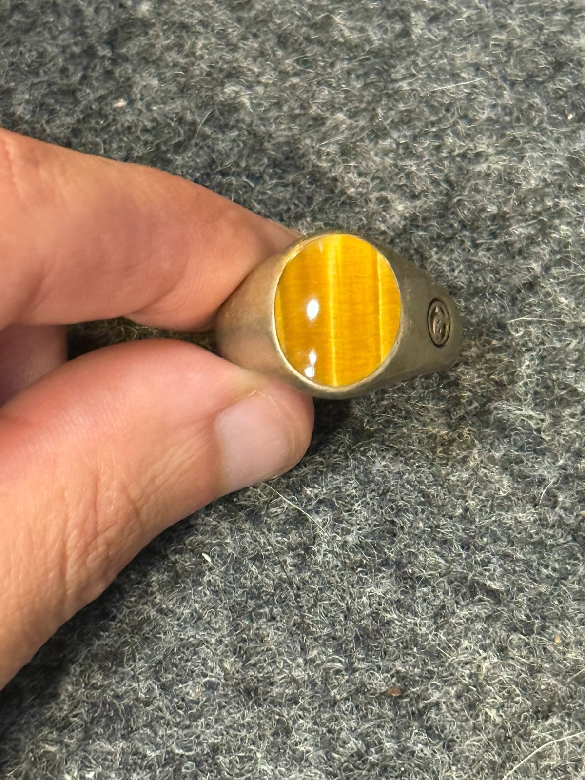Vintage David Yurman Sterling Silver Signet Ring Exotic Ring Tigers Eye Size 8.5