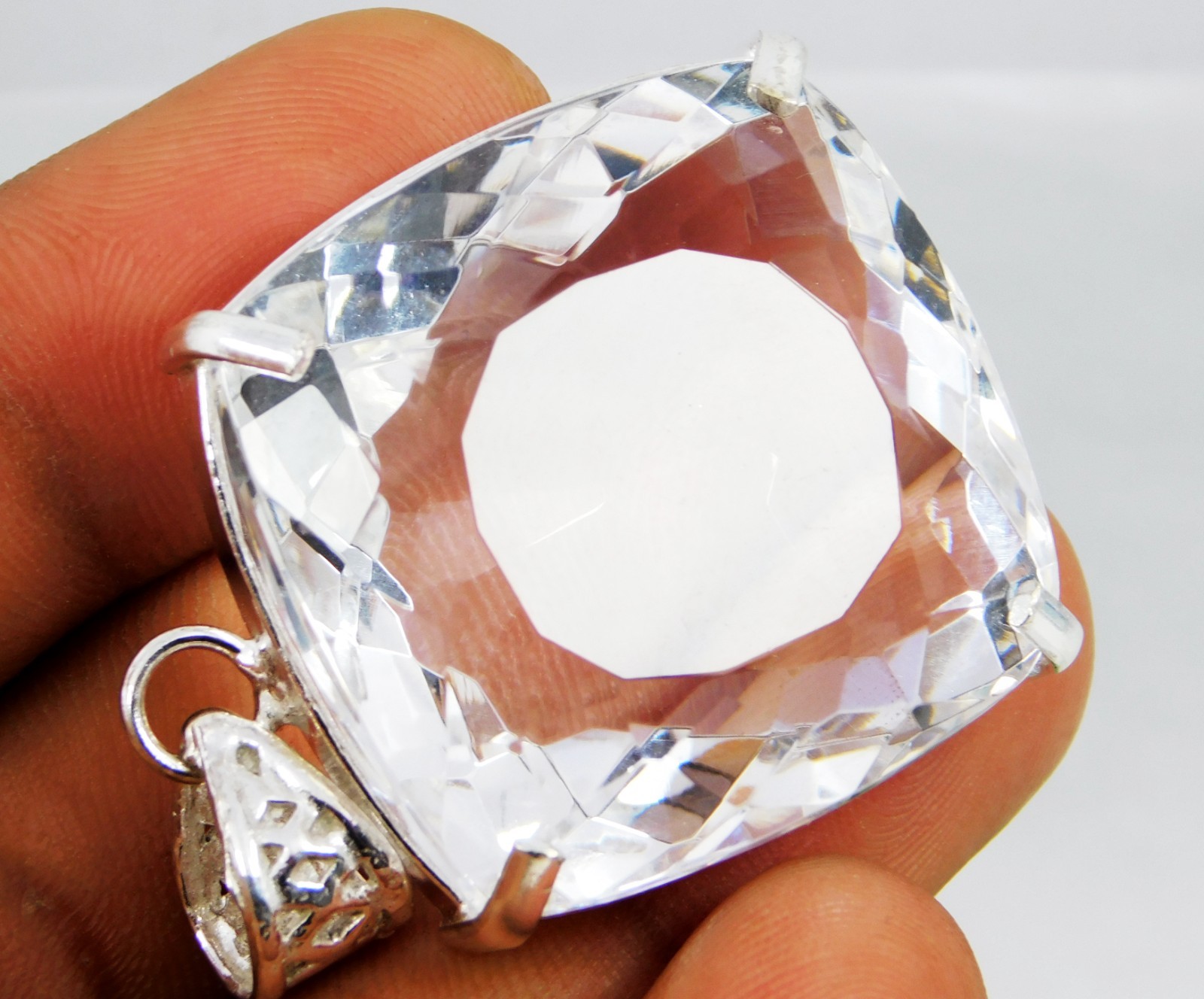 Certified 130.80 Ct Natural White/Colorless Topaz Cushion Cut Pendant Gemstone