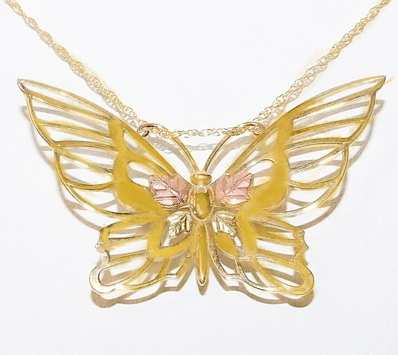 Black Hills Gold 10k Coleman Large Butterfly Slider Necklace Combo