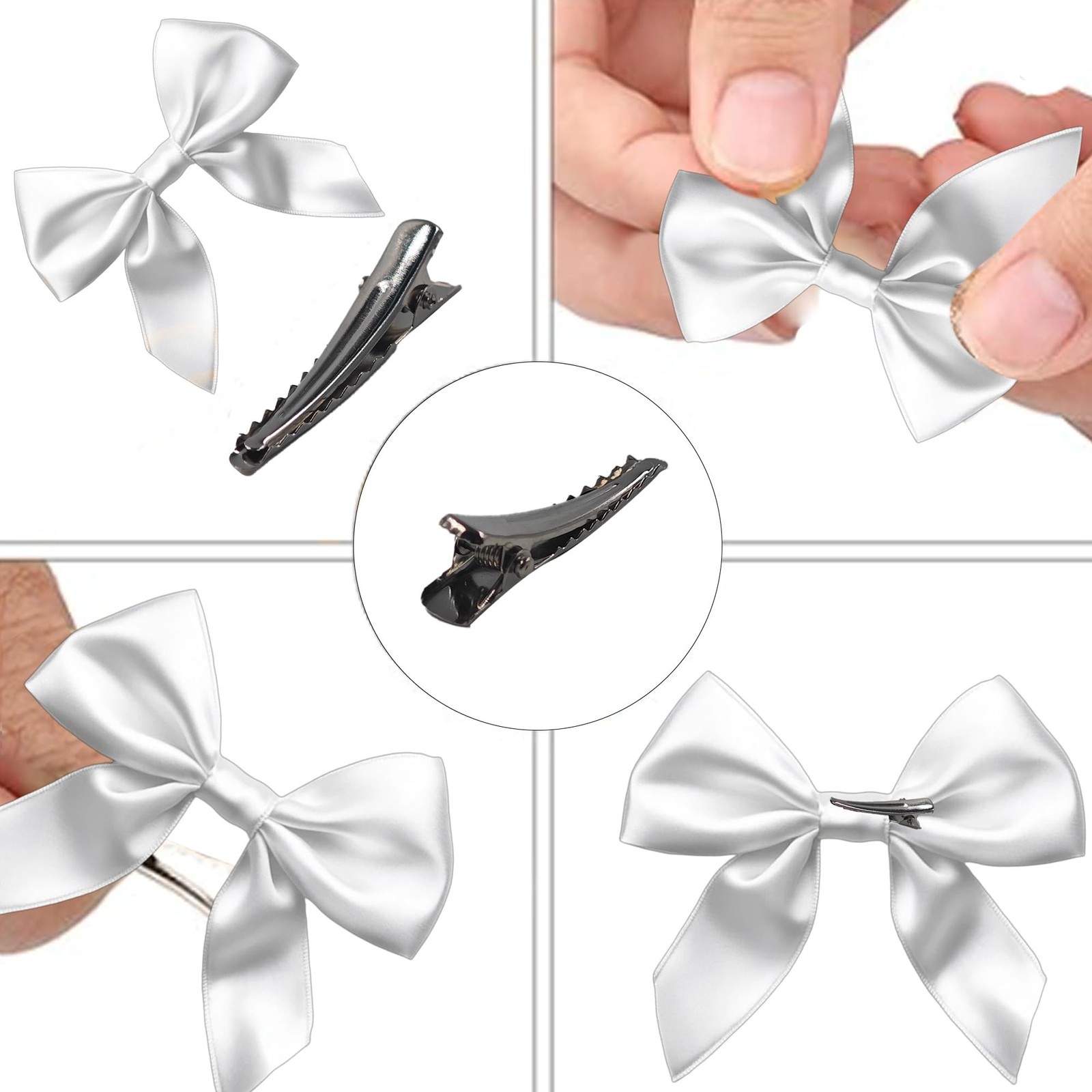100Pcs 35MM Alligator Hair Clips, Silver Metal Hair Pins for Bows Making, Cro…