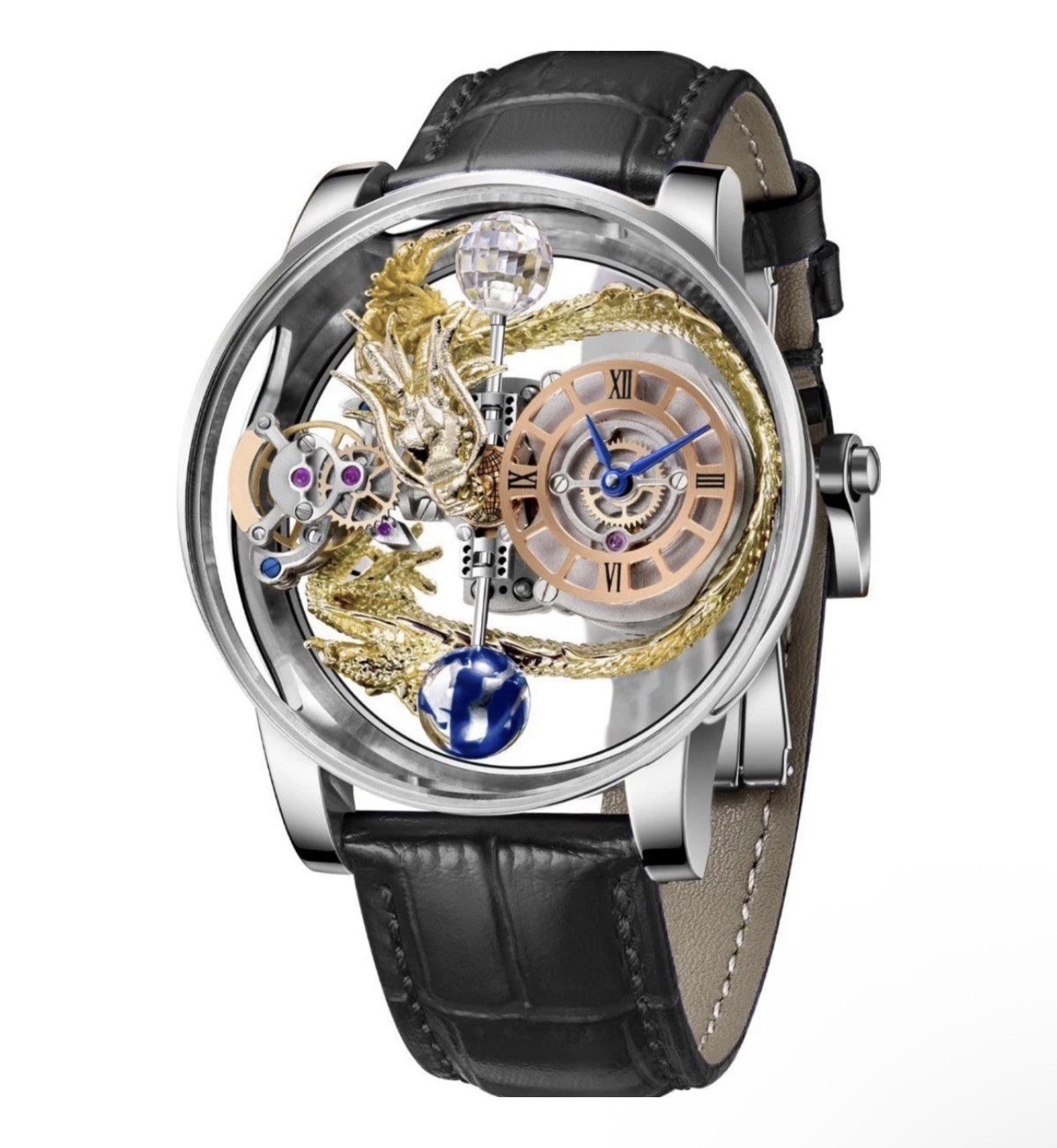 🔥 Montres Prestige Celestial Double DRAGON AUTOMATIC 46mm Men’s Watch MPW-0142