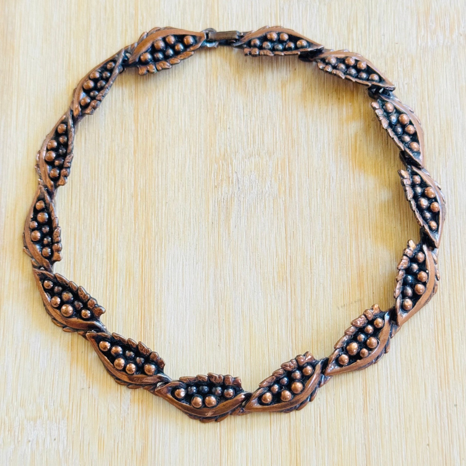 VTG Rebajes Link Grape Necklace Statement Copper Modernist Retro MCM collar 14″