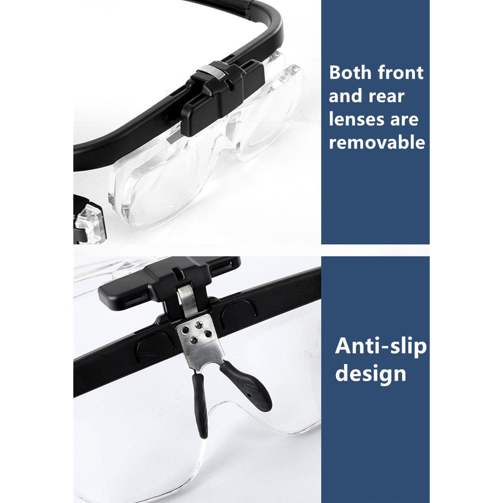 Max 4.5X Focus Flip up Magnifying Glasses USB Power LED Headband Loupe Magnifier