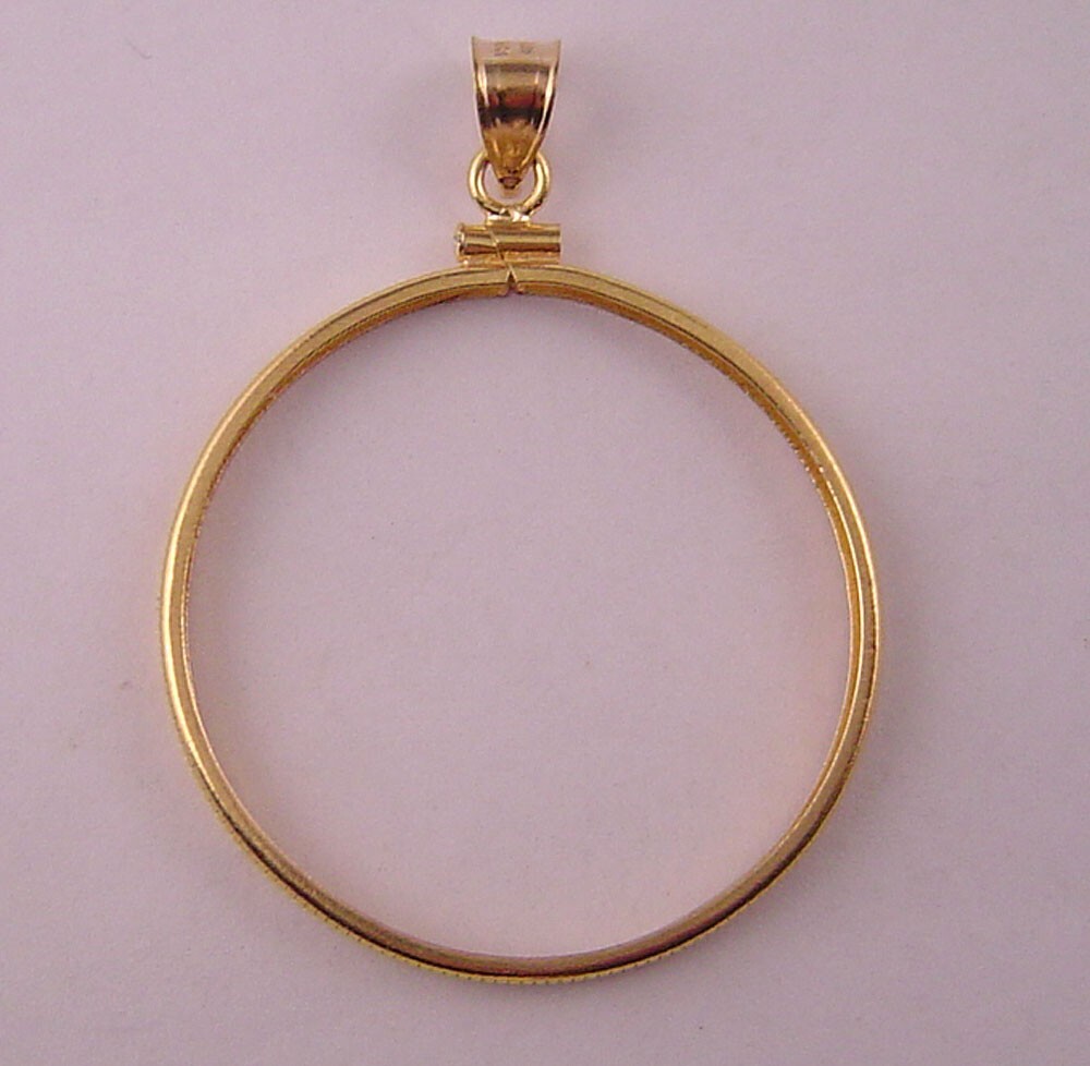 Coin Bezel for Small $1 Presidential Coin Series 14K Gold Filled Bezel with Bail