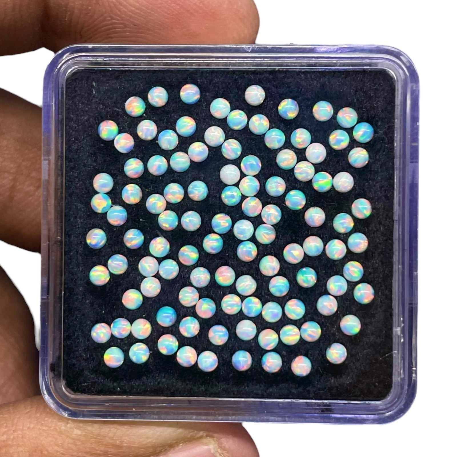 40 Pcs Australian Opal 2mm Round Cabochon AAA Quality Lab Created Gemstones Lot