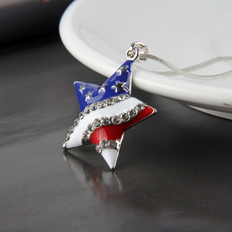 United States of American Flag Star Necklace, 4th of July, American, USA