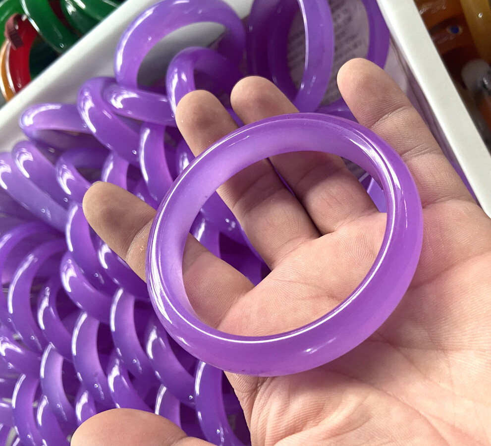 Real Natural 56-68mm Violet Alexandrite Jade Gemstone Bracelet Bangle Free Box