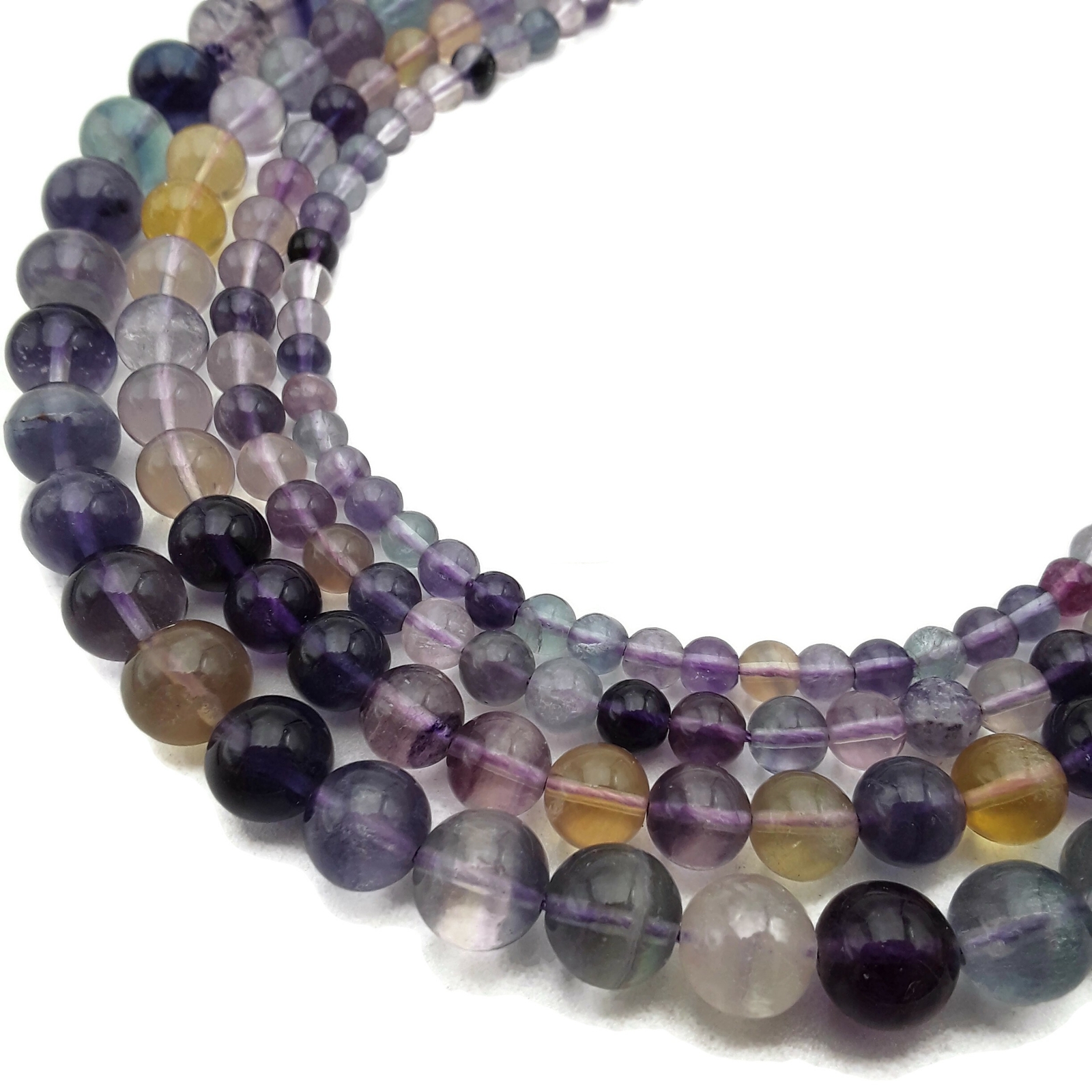 Natural Rainbow Fluorite Smooth Round Beads 4mm 5mm 6mm 7mm 8mm 10mm 15.5″Strand