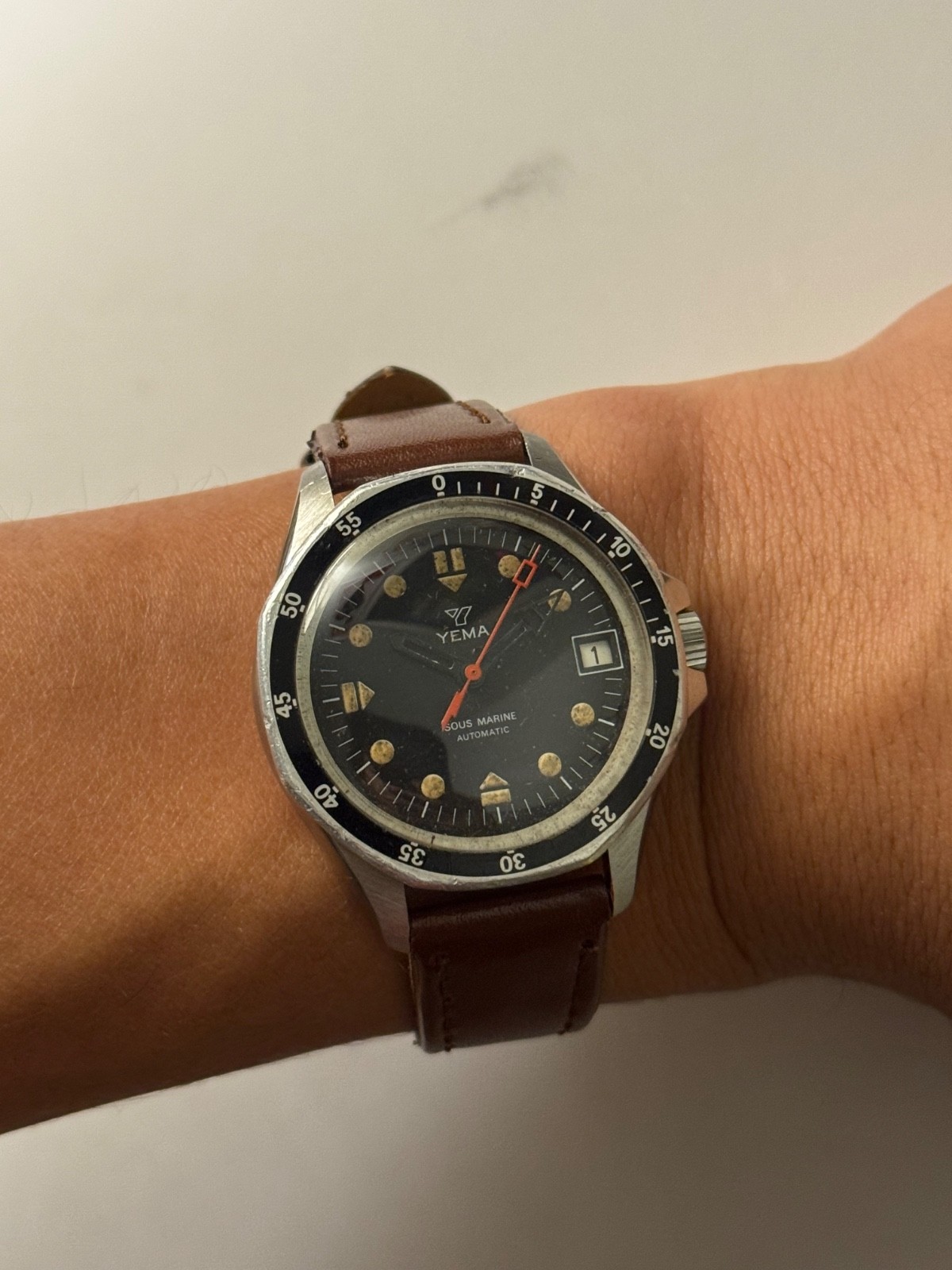Yema Sous Marine | Automatic Date Divers Watch | Matte Black Dial | ca. 1975