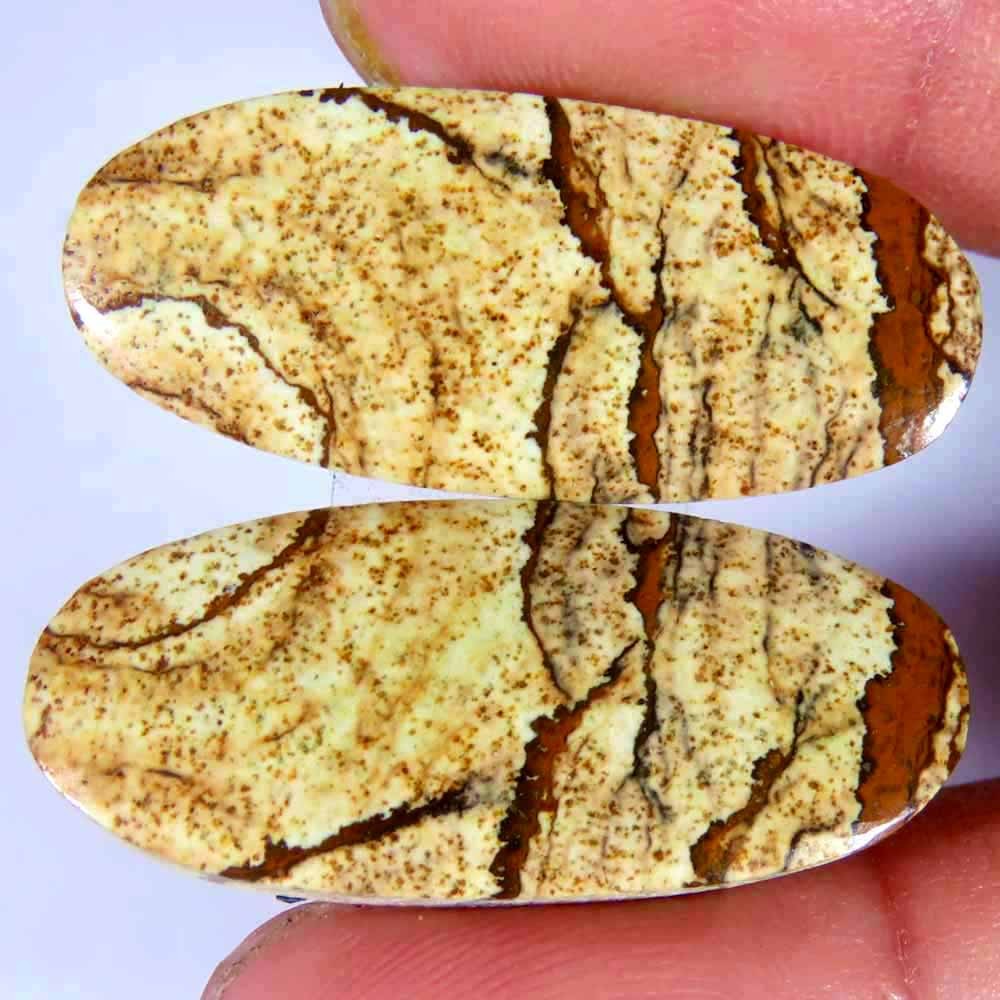 27.80Cts.100%Natural Designer Picture Jasper Pair Oval Cab 23x31x3mm Gemstone
