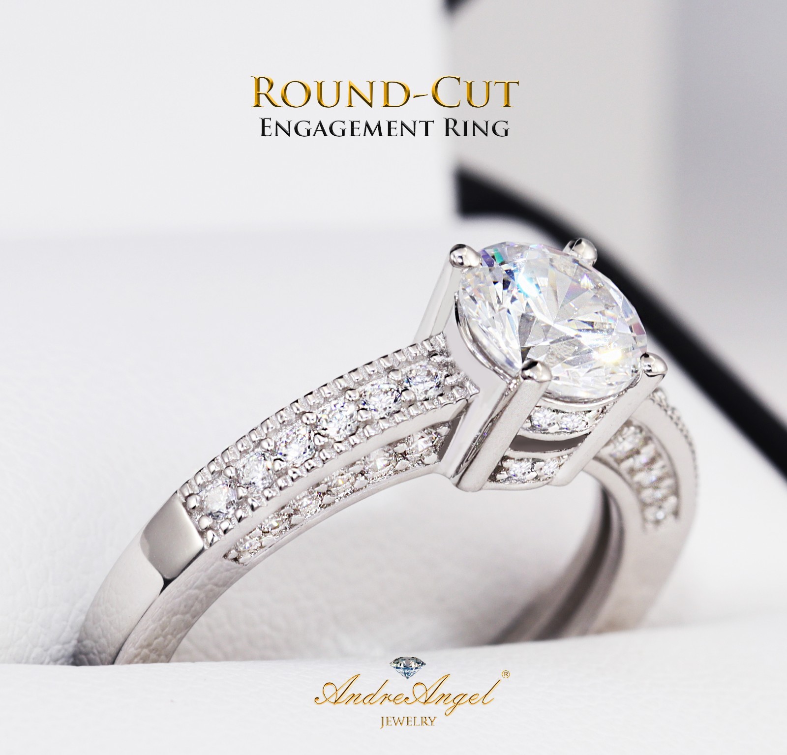 Solid Silver 925 Wedding Engagement Ring Round Cut Cubic Zirconia Stones 5A+
