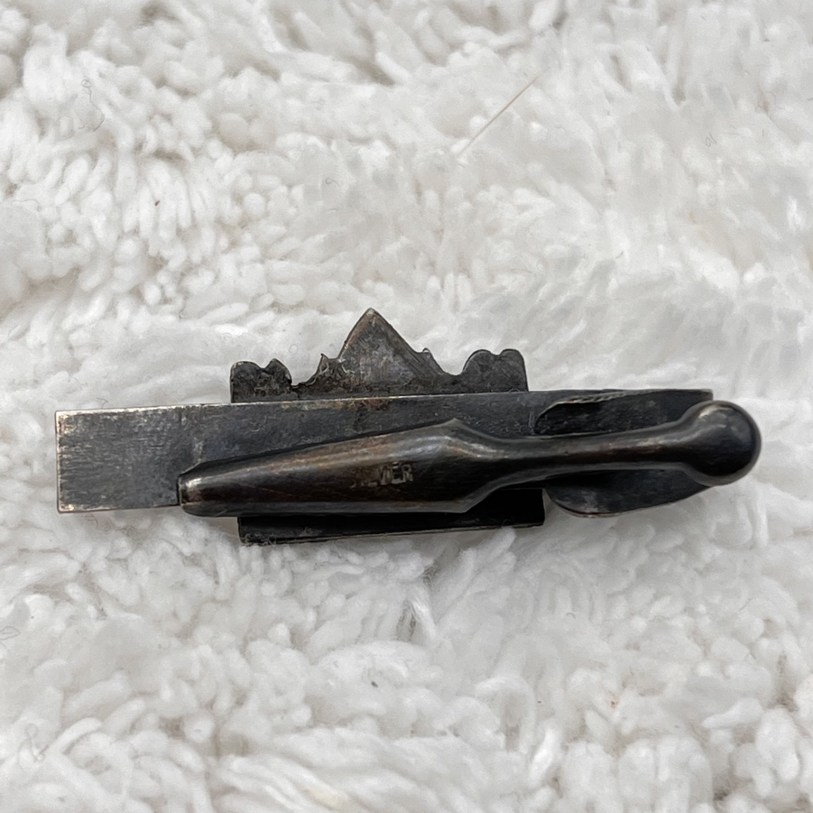 Vintage Taj Mahal Souvenir Tie Bar Alligator Clasp Stamped Silver 5 Grams