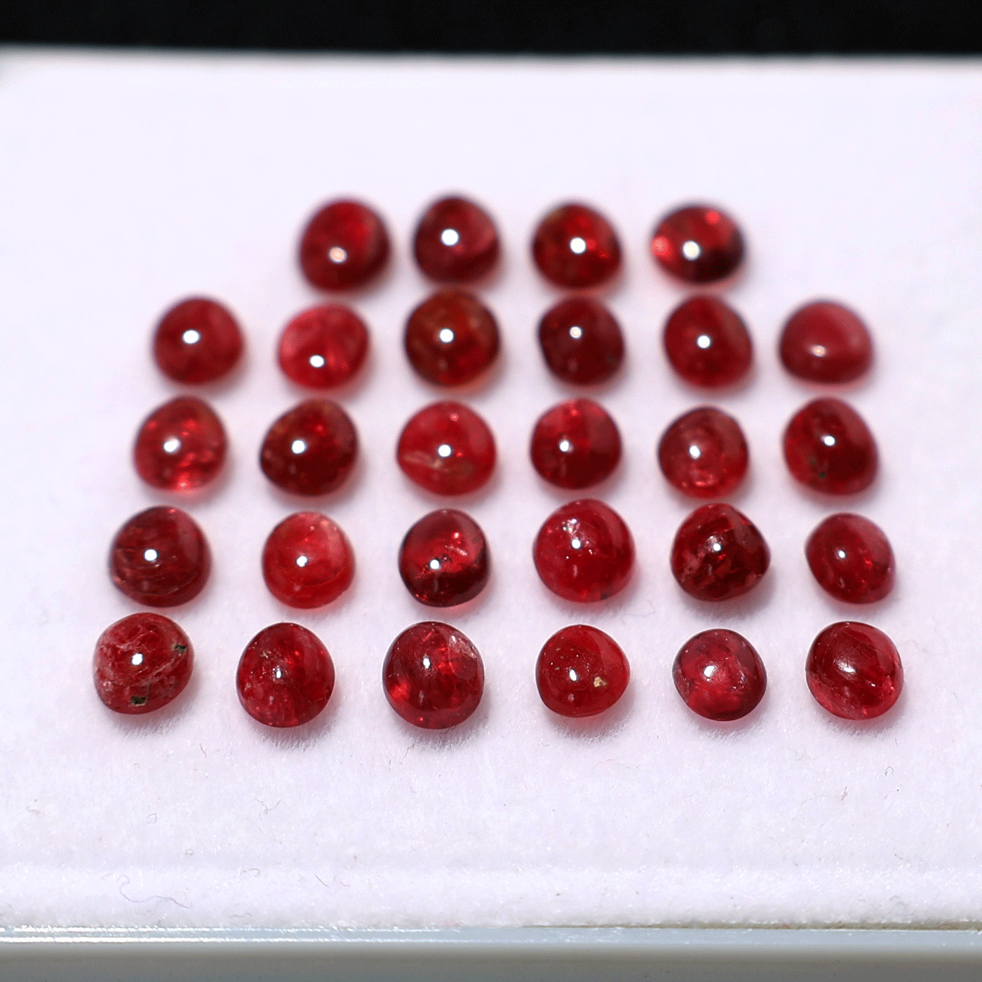 28 PC Natural Red Spinel Untreated 4.5mm-6mm High Quality Cabochon Gemstones Lot
