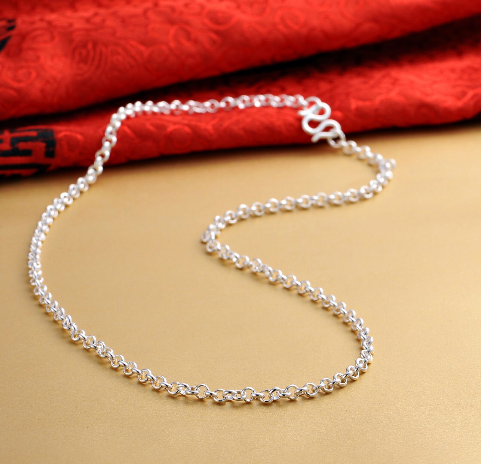 Pure Silver Chain For Women Men Sweater Link Real 999 Silver Necklace 16-24inchL