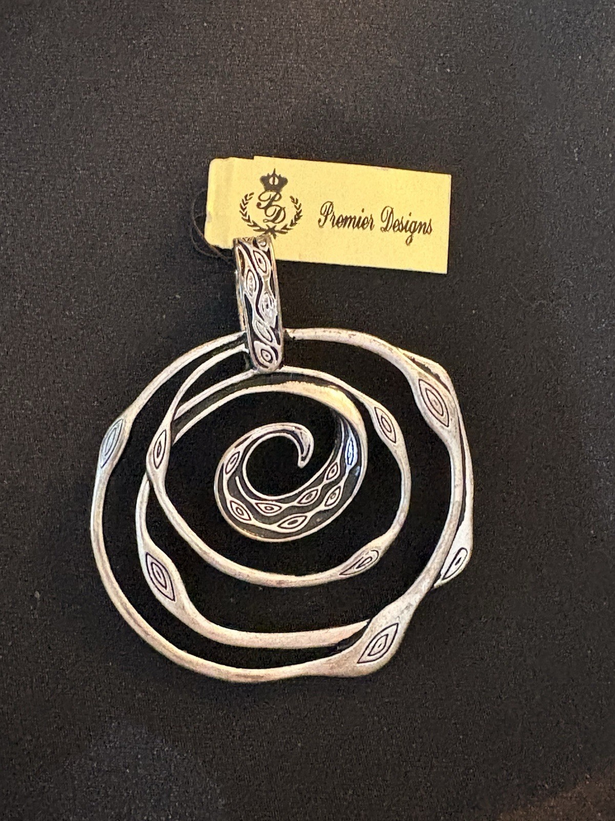 Premier Designs Silver Tone Spiral Swirl Charm Pendant Metal No Stone