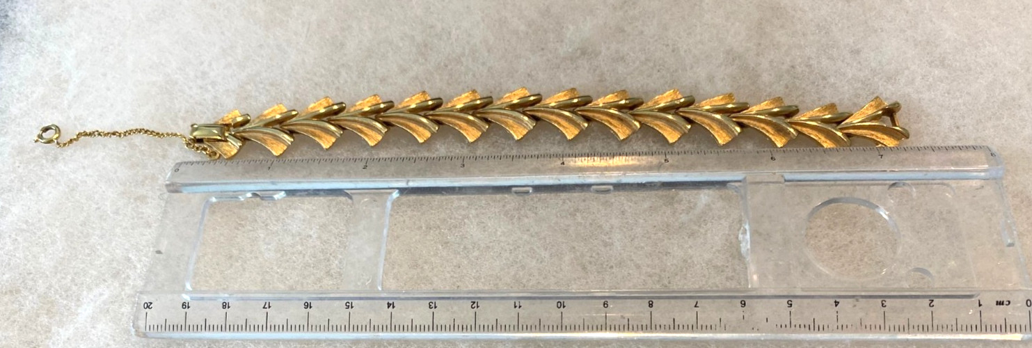 Corocraft Goldtone Chevron 7 In. Bracelet with 2 In. Safety Chain
