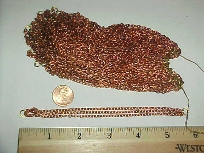 12 VINTAGE AGED COPPER COATED STEEL 3 CHAIN 6″ JUMP RING SECTIONS N65