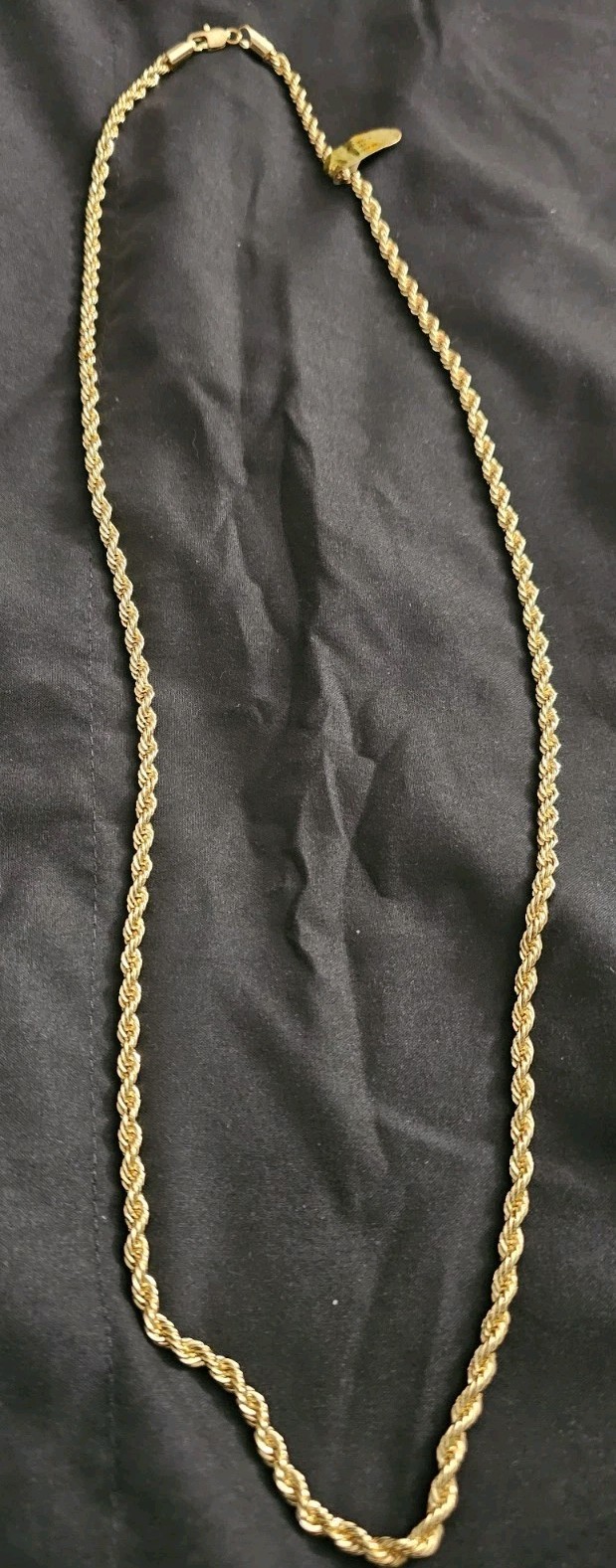 30in. 14k Gold plated on brass- LONG 2.5mm Rope Chain Necklace & Velvet Pouch