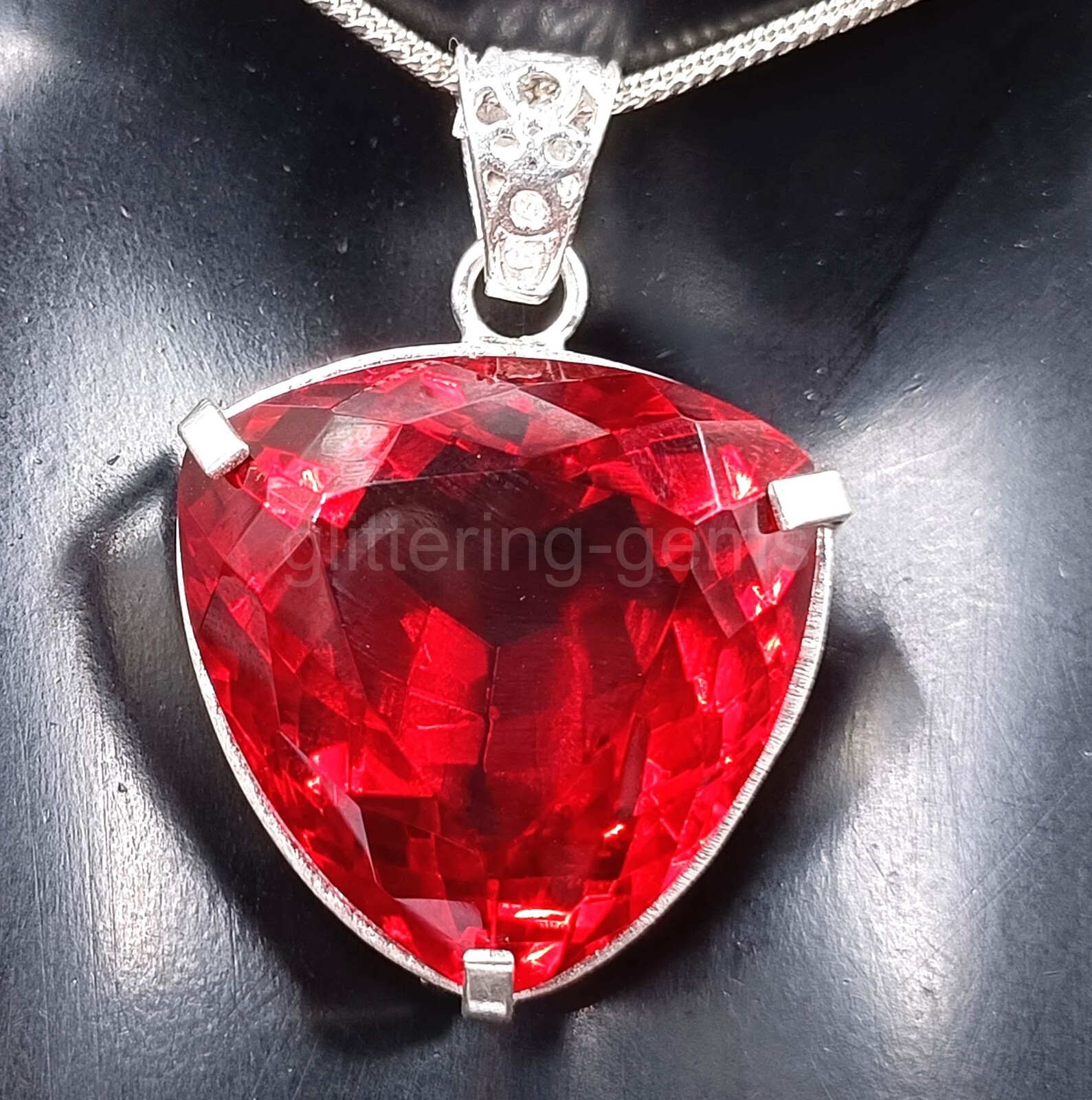 78.35 Ct Natural Red Ruby Trillion Cut Pendant IGL Certified Loose Gemstone 5AIT