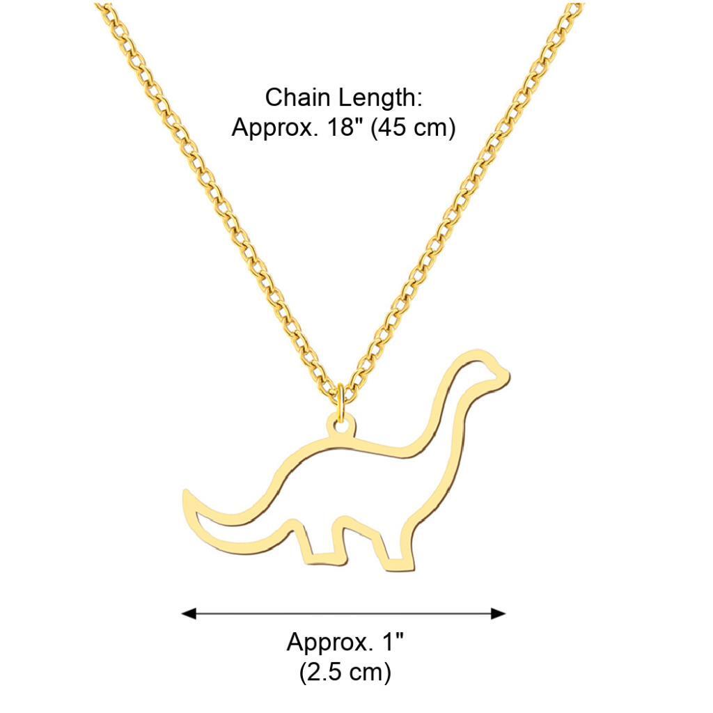 DINOSAUR NECKLACE Brontosaurus Silver or Gold Stainless Steel Pendant 18″ Chain