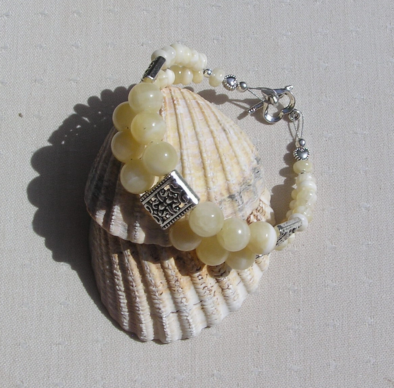 Honey Quartz & Yellow Aragonite Gemstone Beaded Bracelet “Ainslie” Free UK Post