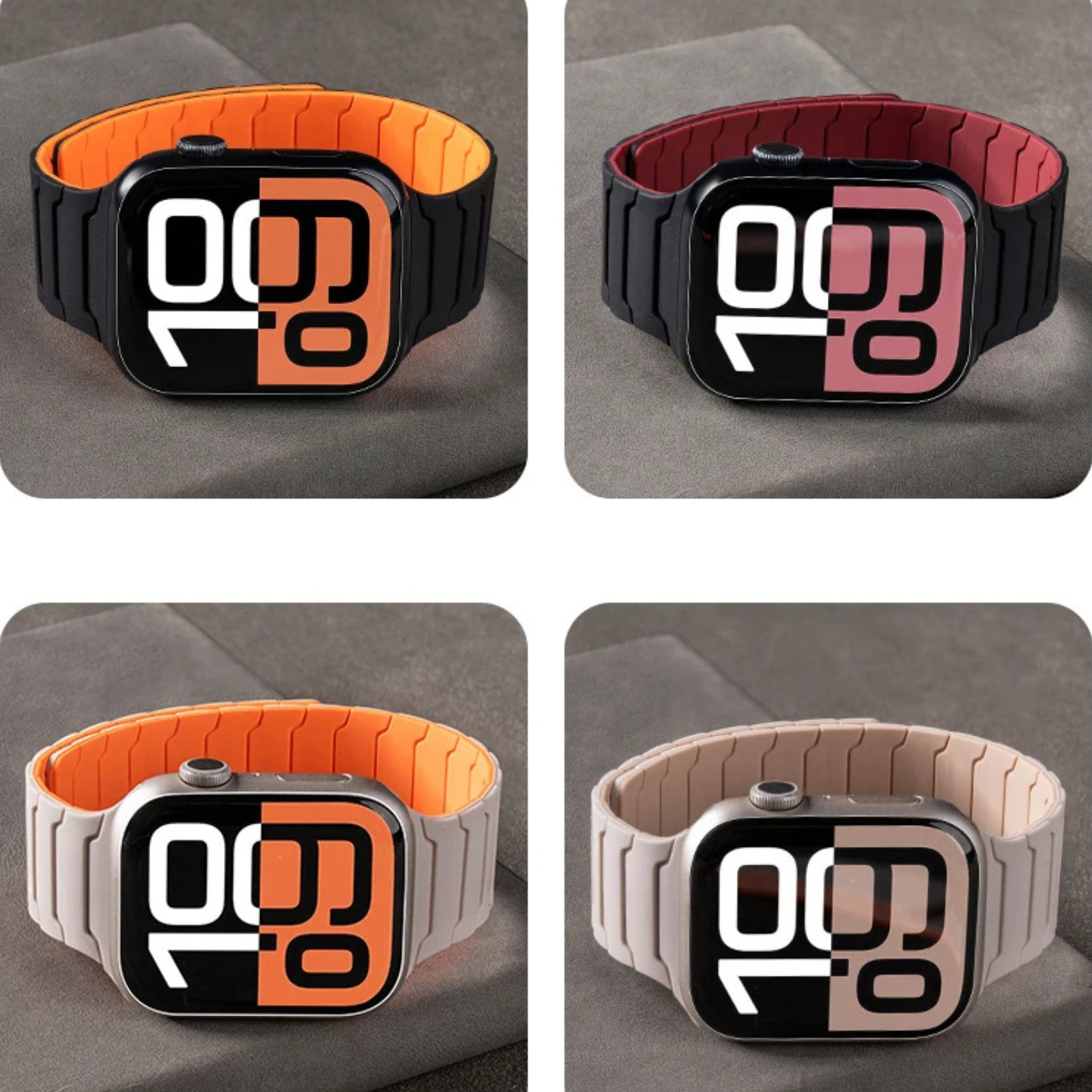 Magnetic Silicone Strap for Apple Watch Ultra 49mm 45/44mm Sport Band Secure