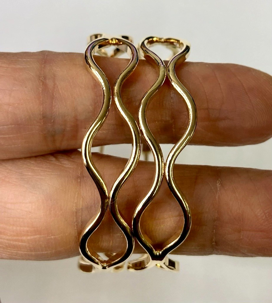 HSN Bellezza 14K Gold Clad Sterling Silver Wavy Negative Space Hoop Earrings