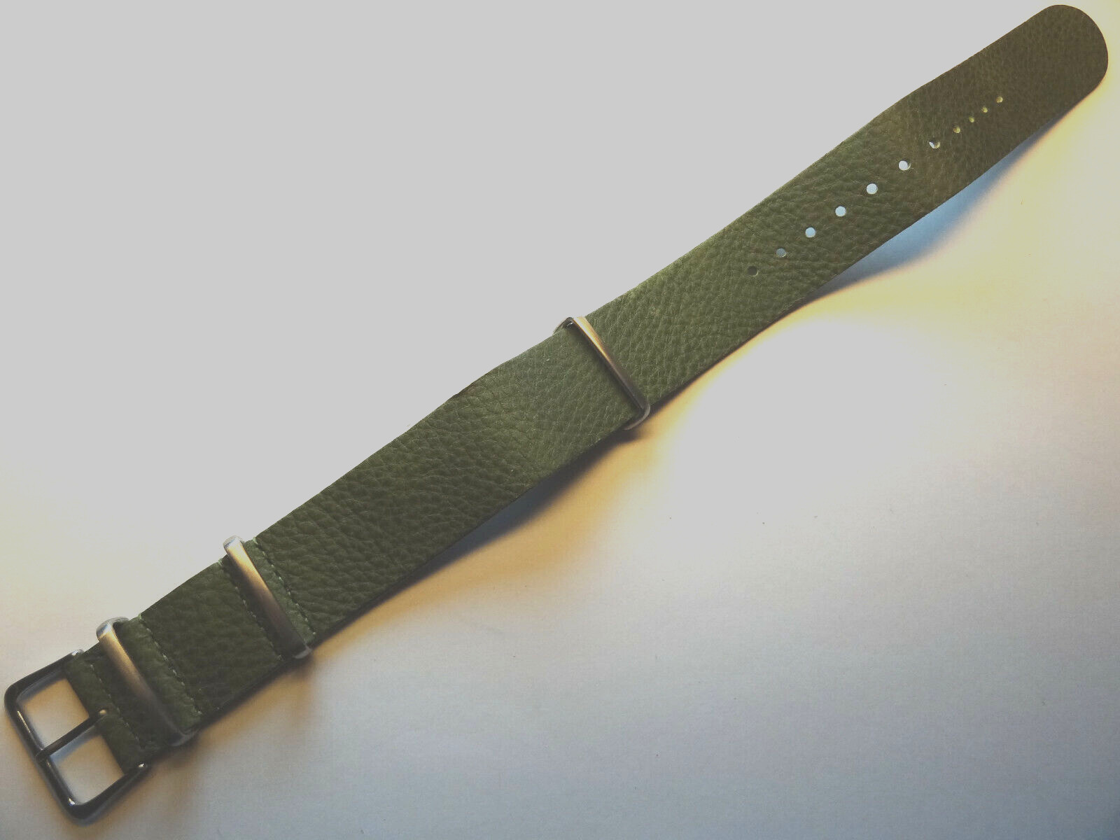 New Mens EXTRA LONG EZ Pass Thru ONE PIECE 22mm Watch Band Army Combat Green