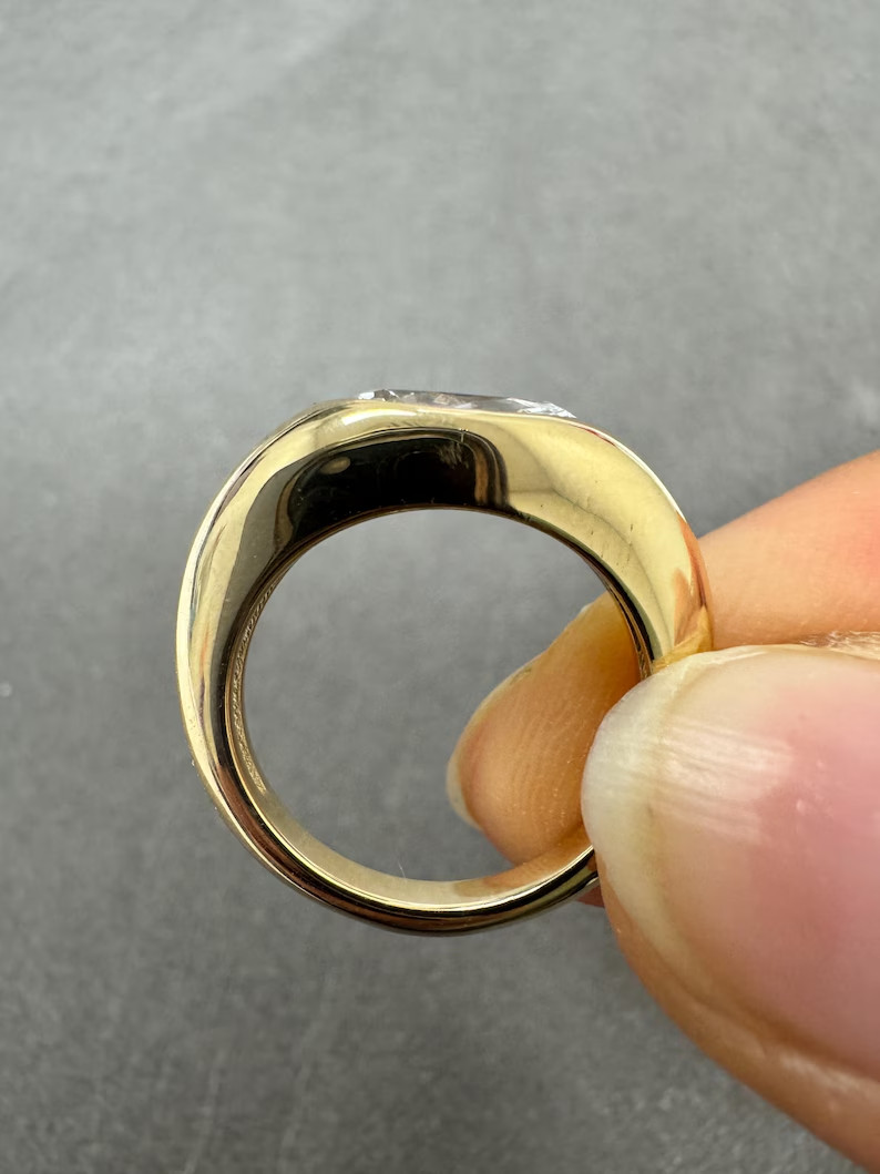 IGI 1.50Ct Pear-Cut EF/VS1 Lab Grown Diamond Bezel Wedding Ring 14K Yellow Gold