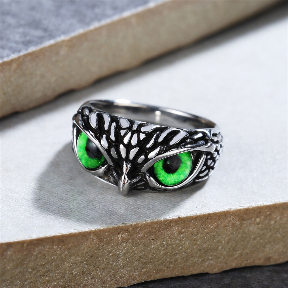Eye Owl Finger Ring Men Women Retro Animal Stainless Steel Teen Boy Girl Jewelry