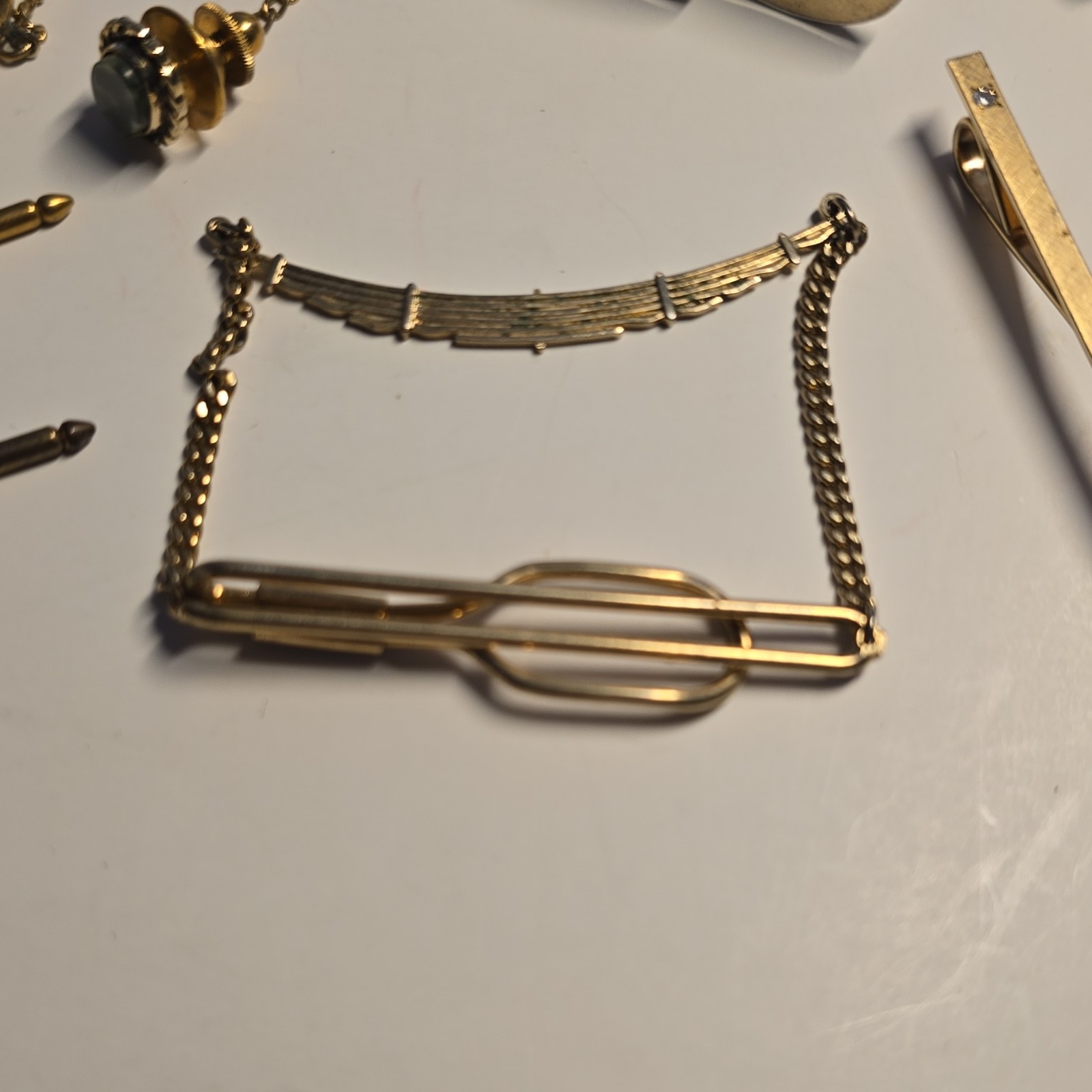 Vintage Pioneer Gold Tone Chain Link Tie Pins, Cufflinks Men’s lot of 19 Fashion