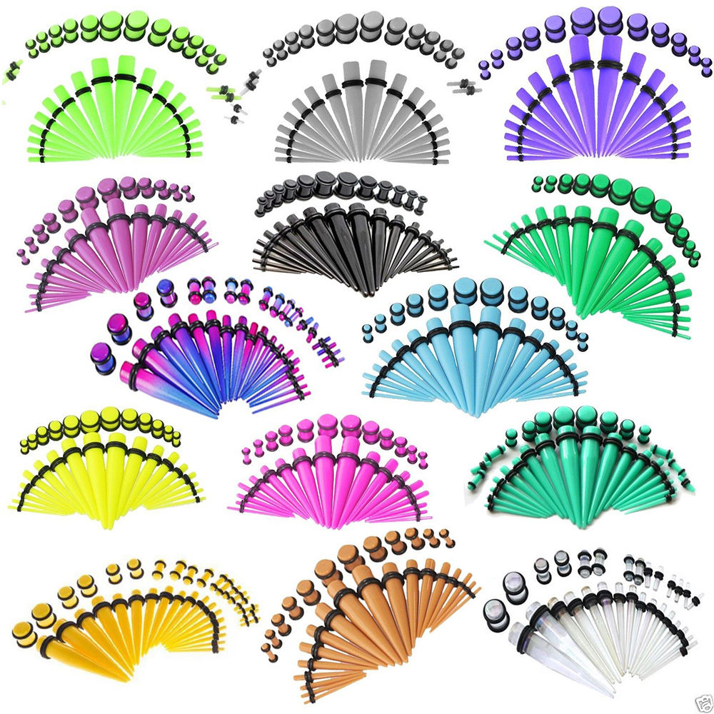 36pcs Acrylic Stretching Kit Taper Plugs Ear Gauge Expander 14G-00G Ear Piercing