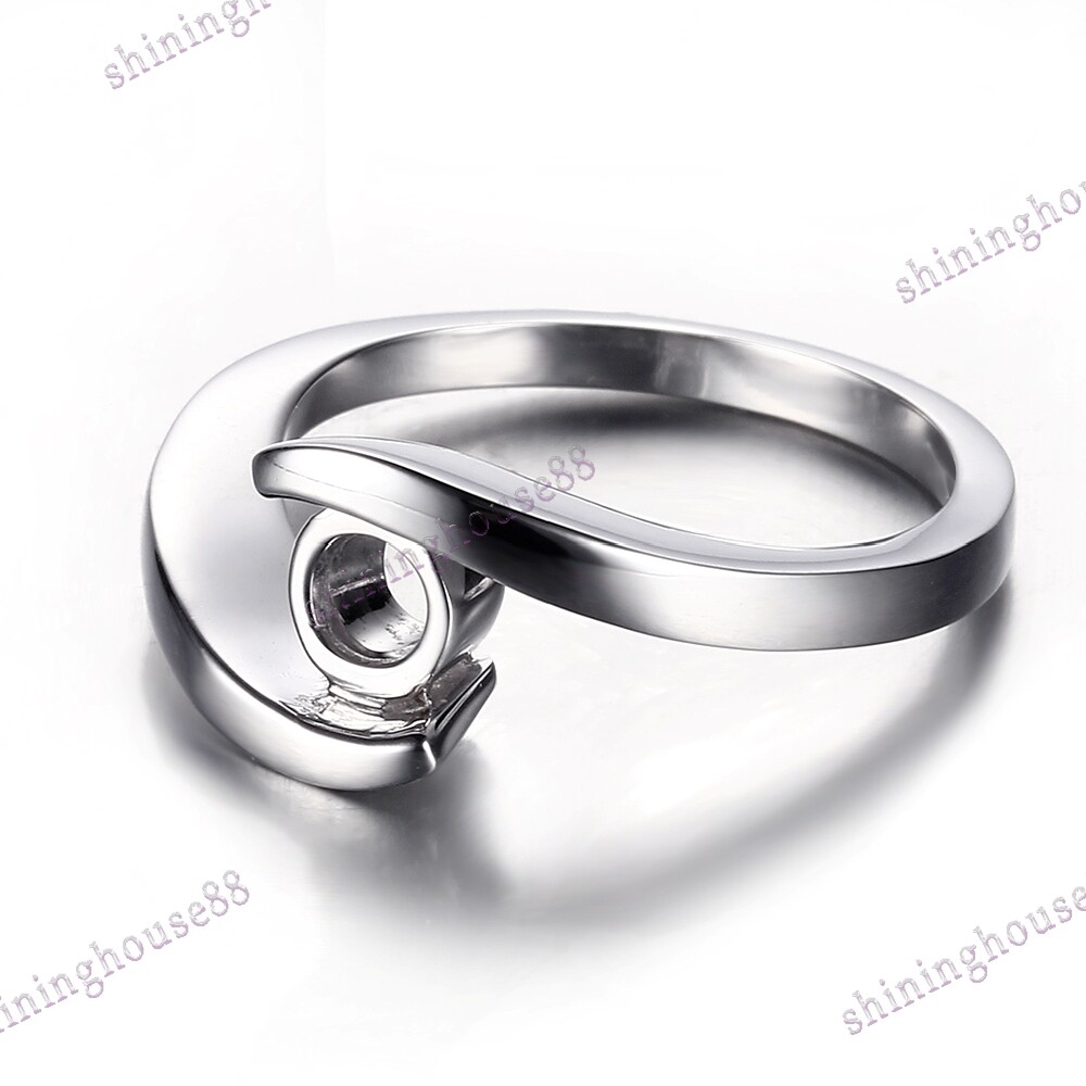 Semi Mount Tension Setting Fine Halo Ring Engagement Sterling Silver 6mm Round