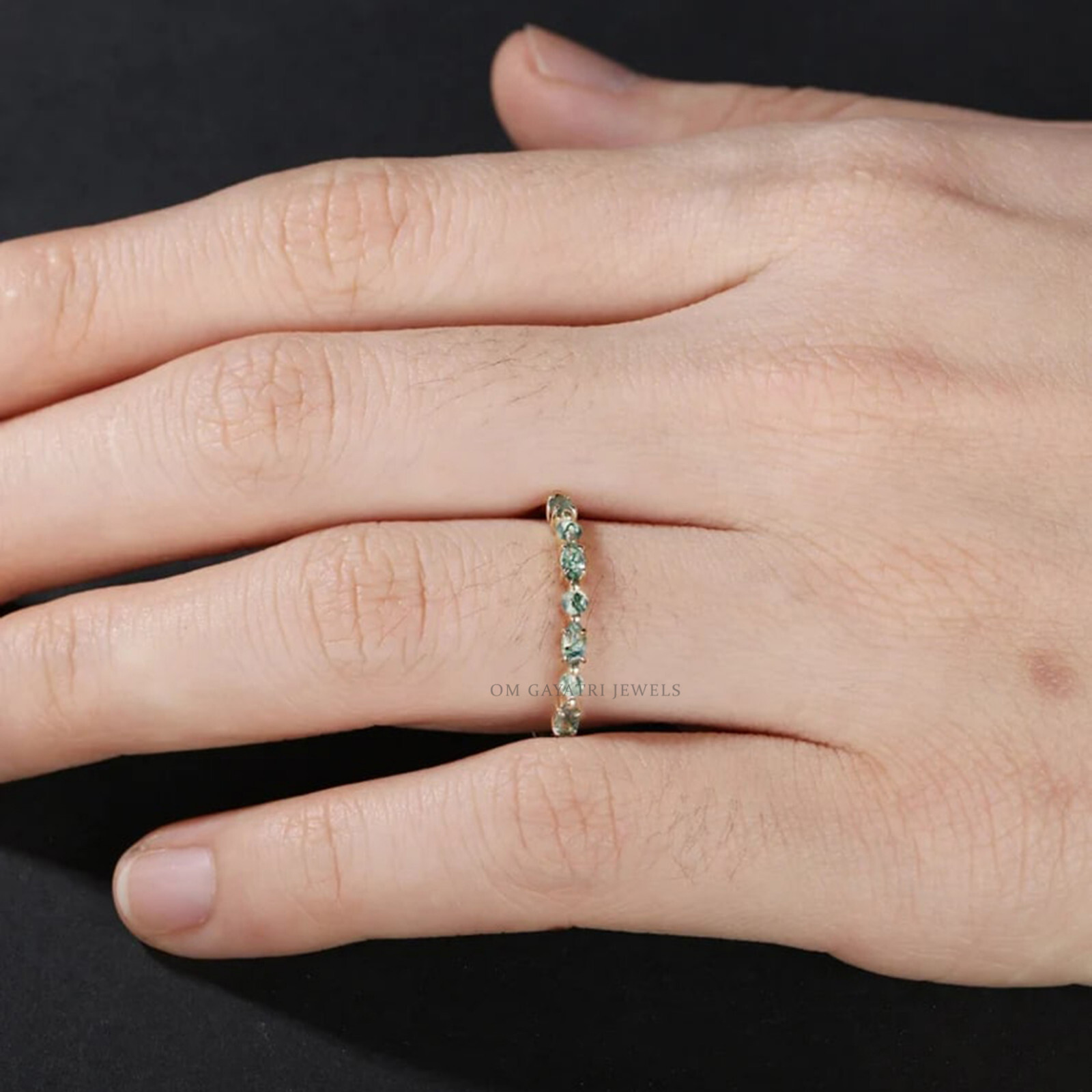 Marquise Moss Agate Ring 925 Sterling Silver Wedding/Engagement Ring for Women