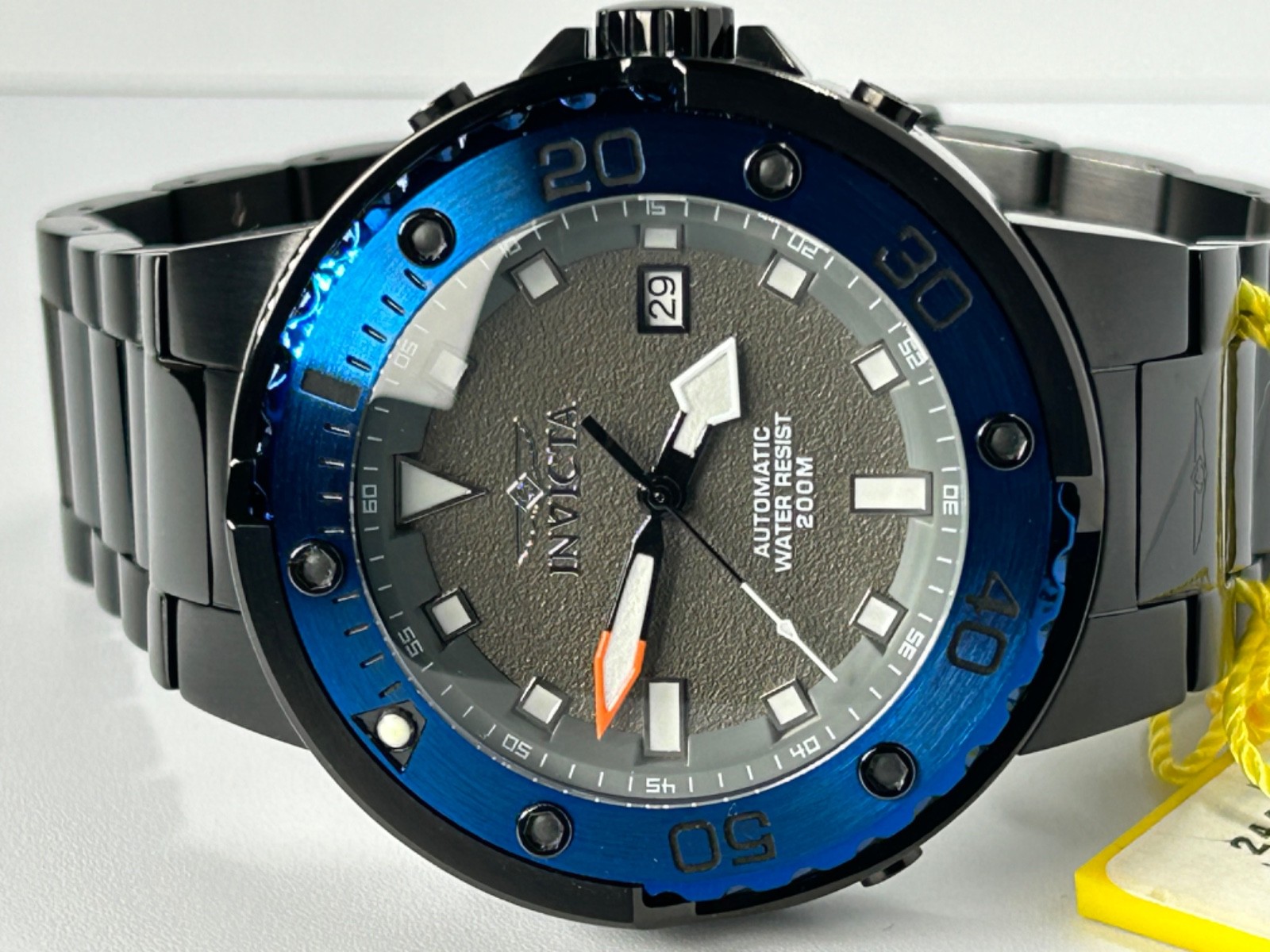 Invicta Pro Diver 24466 Automatic 49MM Black W/Grey Dial Black/Blue Bezel New