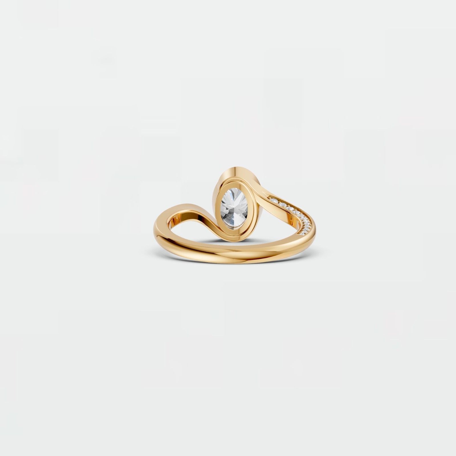 Oval Cut Lab Grown Diamond Bezel Setting Solitaire Engagement Ring