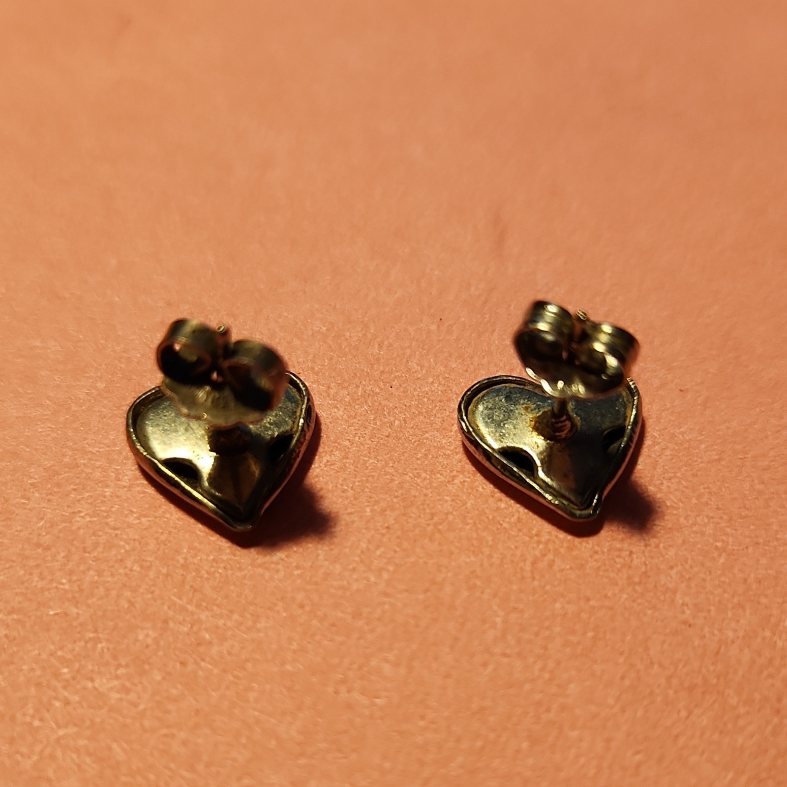 Silver Tone Heart Stud Post Earrings Butterfly Back Love Theme No Stone