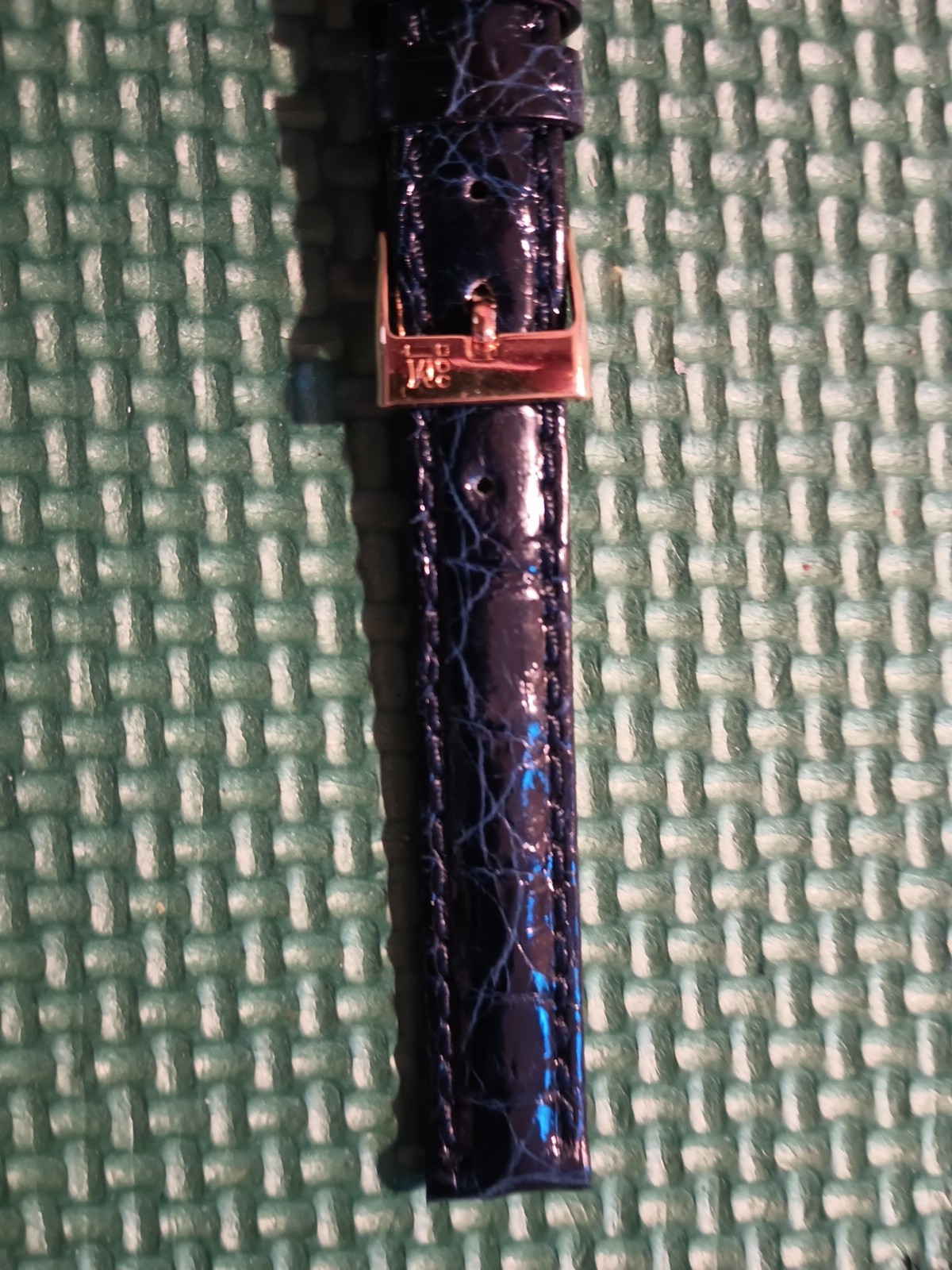 Dark Blue Sahara Genuine Crocodile Watch Strap Made In Italy Gold Buckle 12mm