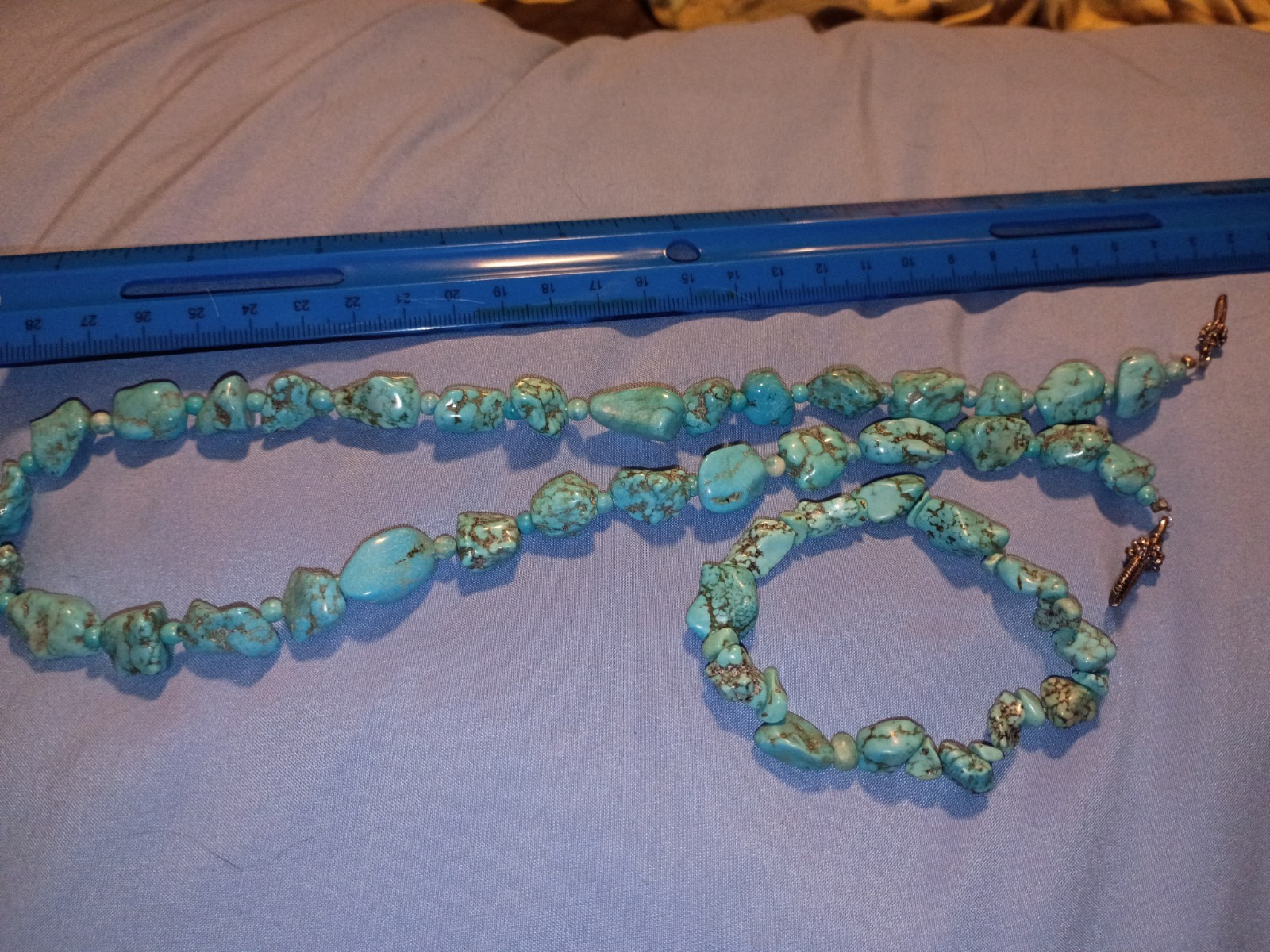 Beaded Howlite3 Necklace With Stretch Bracelet Necklace Is Approx 20 ” Pewter