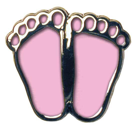 Precious Feet, Pink Fill/Nickel, Fetal Bookmark Jewelry, Lapel Pin